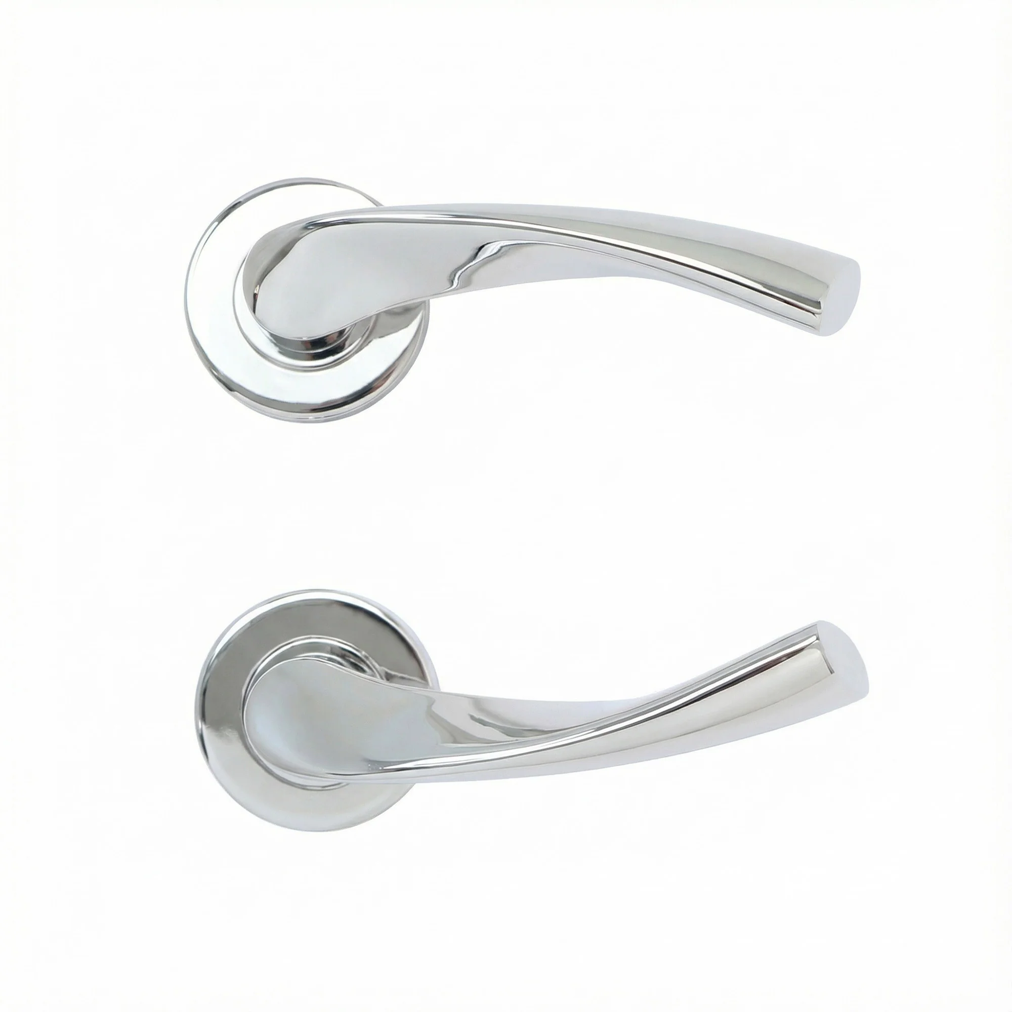 Superior Vega Lever on Round Rose Bathroom Handle Set - Polished Stainless Steel - Image 6
