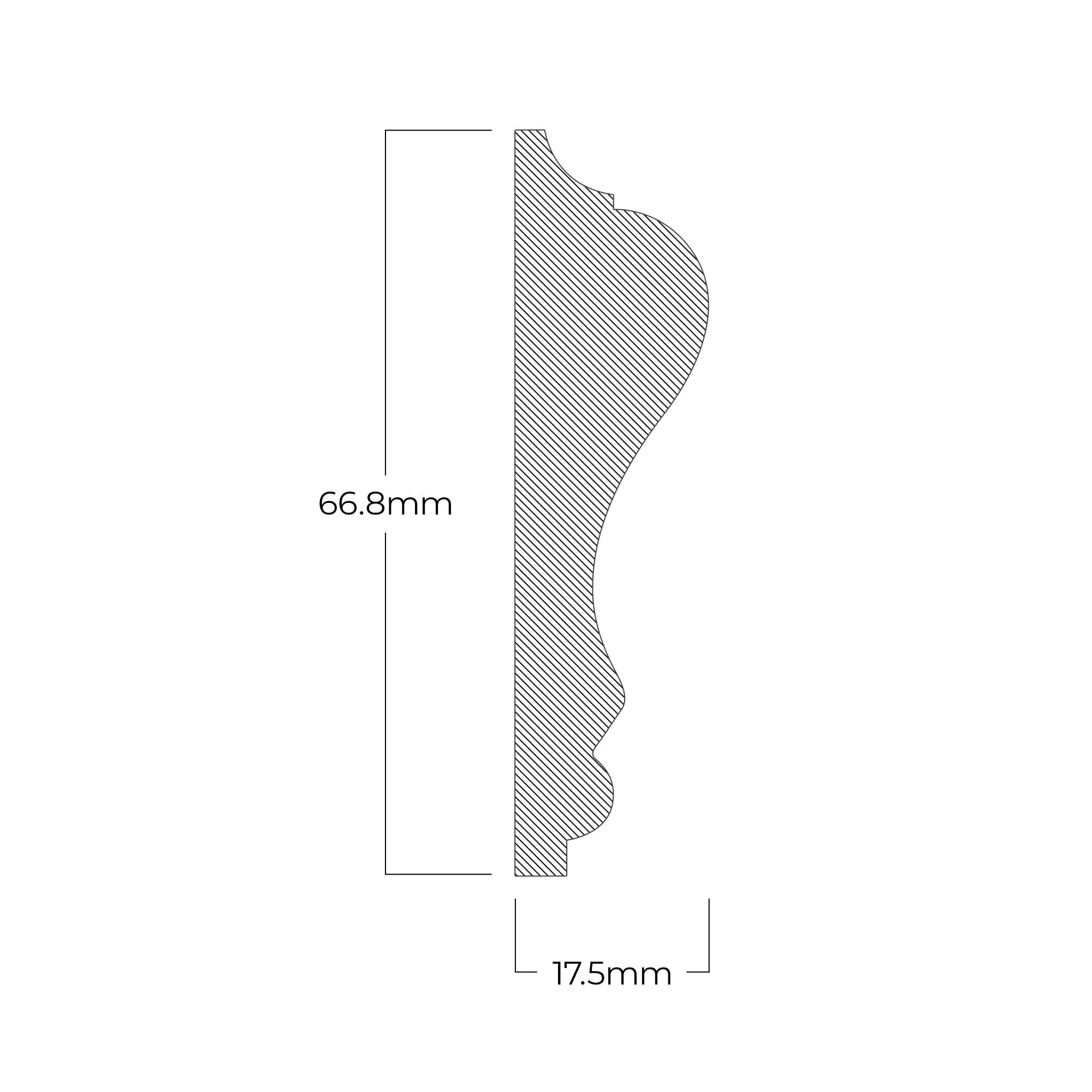 2.4m White Painted Chair Moulding 18mm x 67mm - Image 3