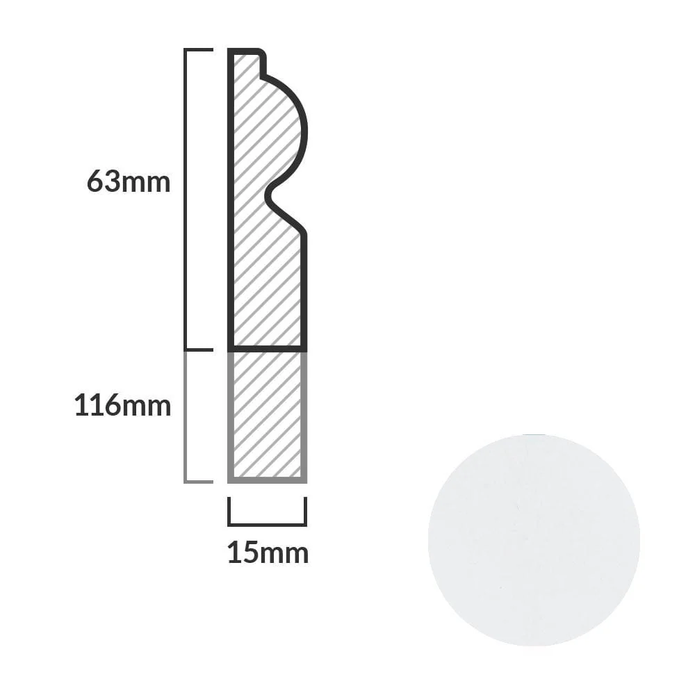 White - 2.4m Torus Laminate Skirting Board - Image 5