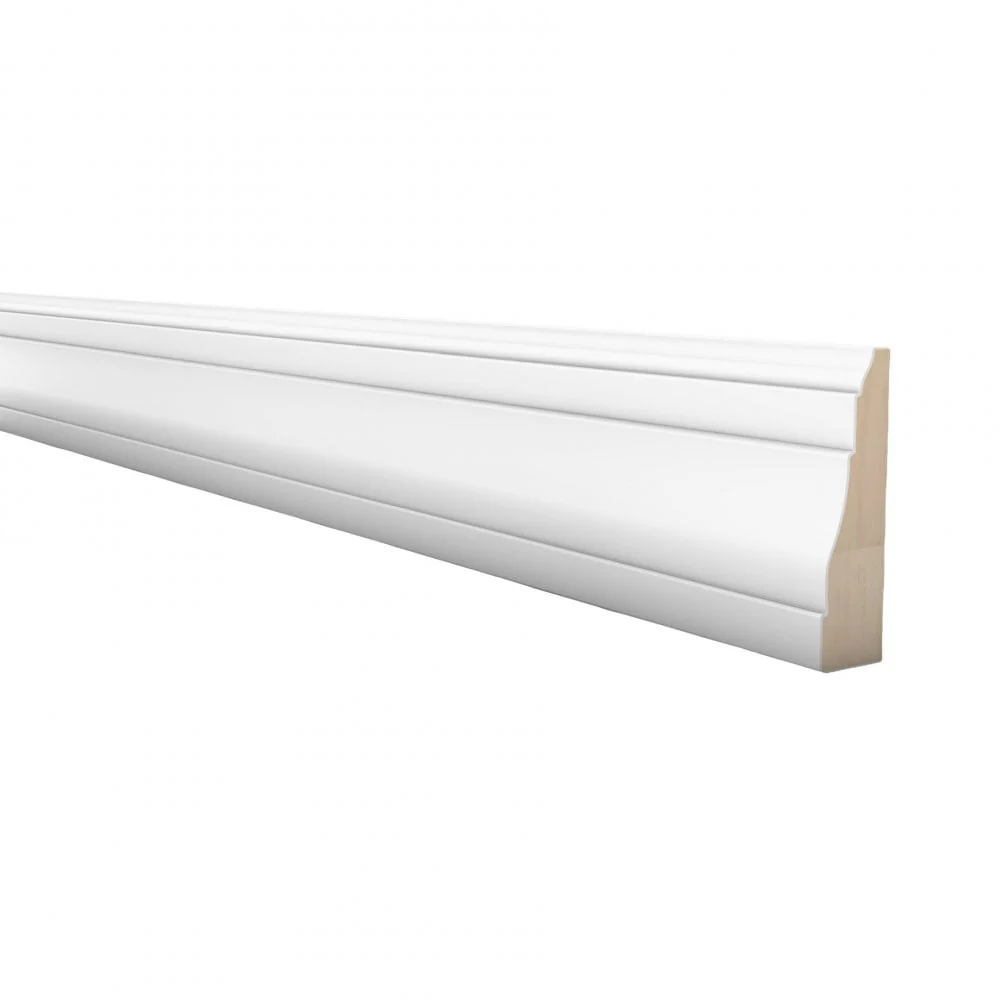 2.4m White Painted Decorative Skirting Board 17m x 63mm