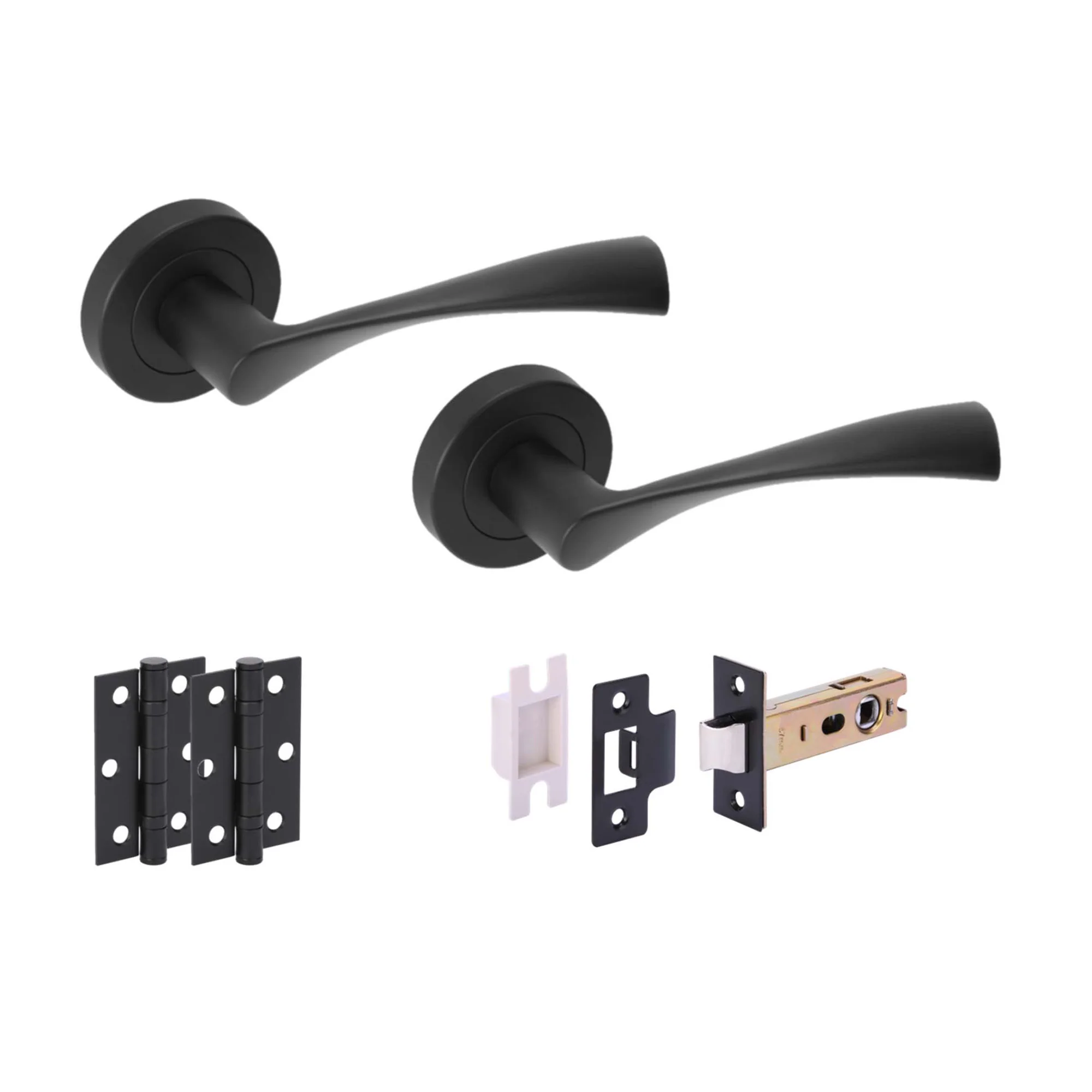 Zena Internal Lever Door Handle Set - Matt Black