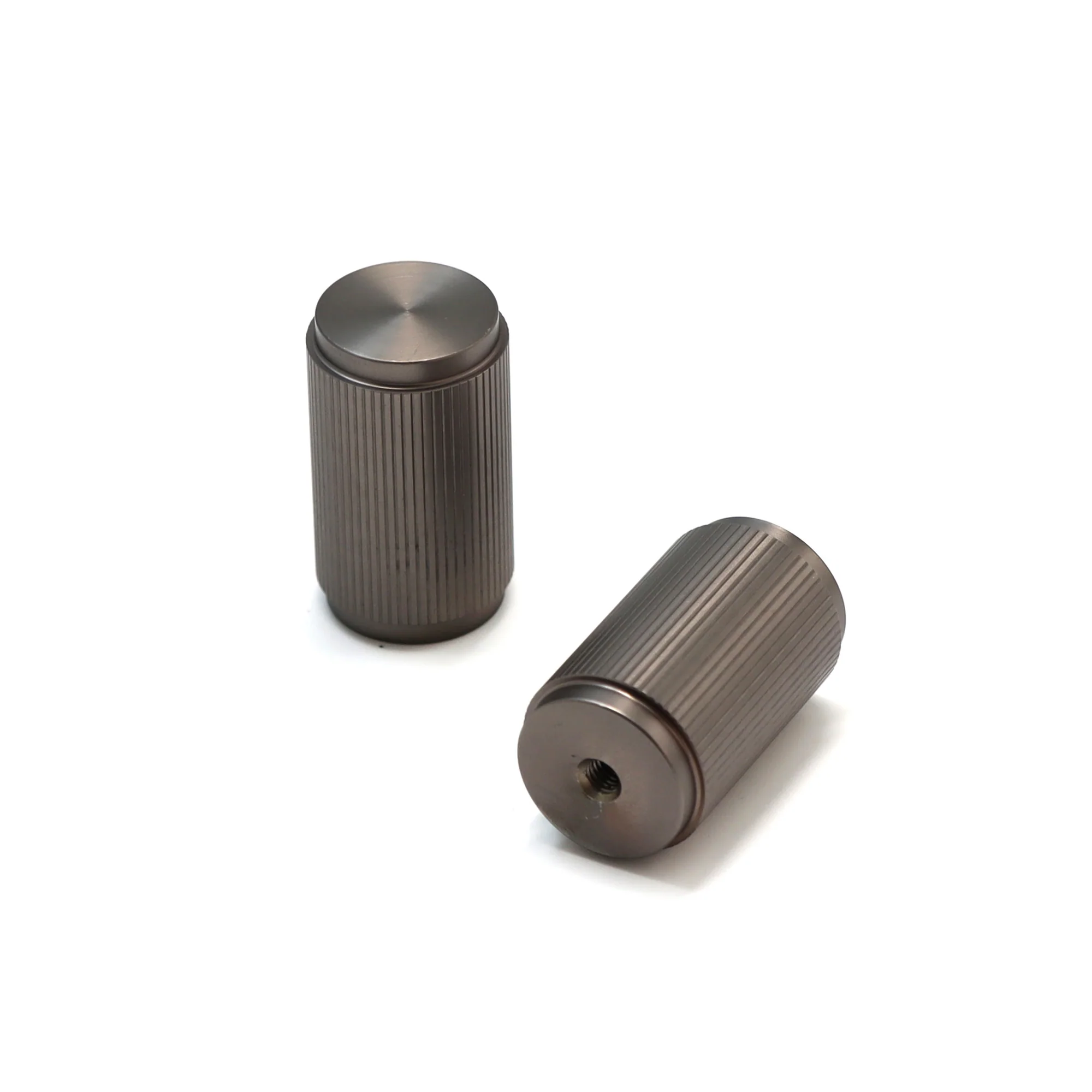 Fluted Large Round Cabinet Door Knob - Gun Metal - Image 2