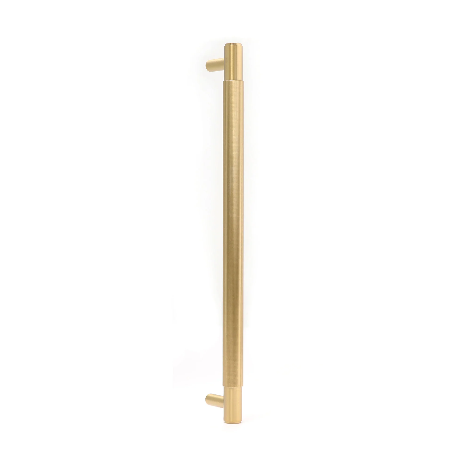 Fluted Large Round T-Bar Pull Handle - Satin Gold