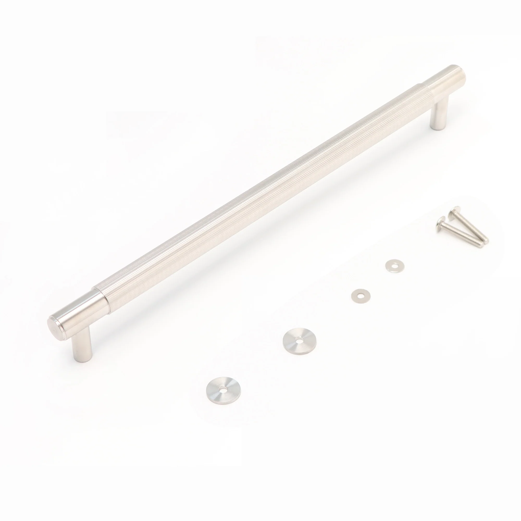 Fluted Large Round T-Bar Pull Handle - Satin Stainless Steel - Image 4