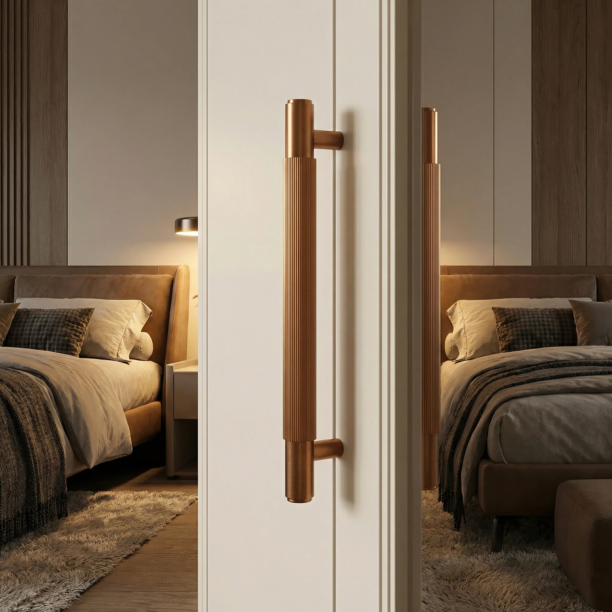 Fluted Medium Round T-Bar Pull Handle - Rose Gold - Image 2