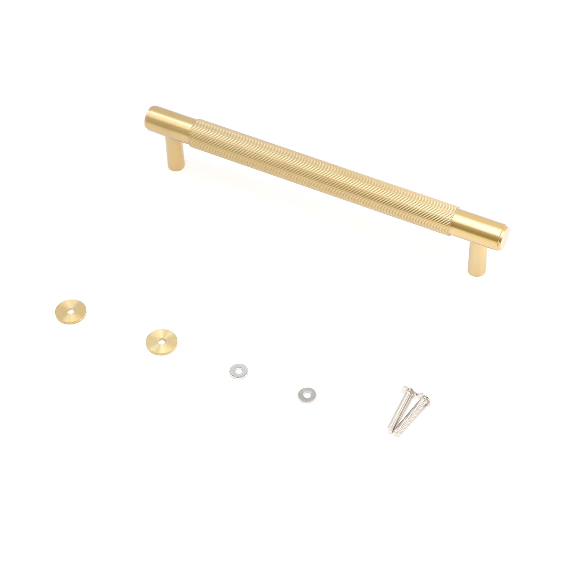 Fluted Medium Round T-Bar Pull Handle - Satin Gold - Image 4