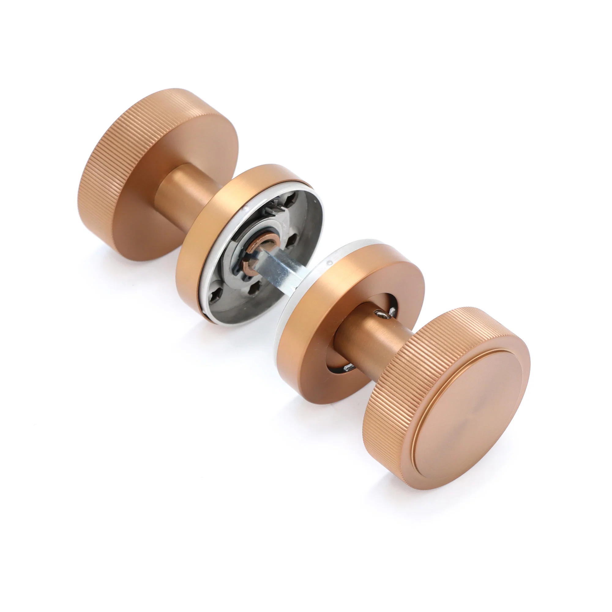 Fluted Round Rose Door Knob Set - Rose Gold - Image 3