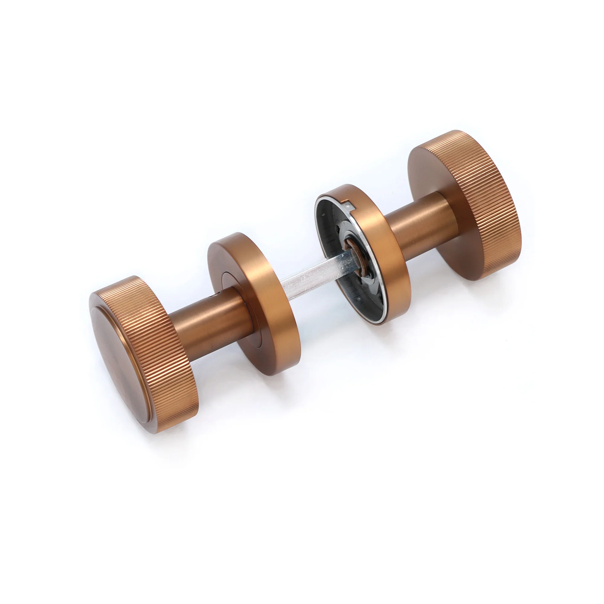 Fluted Round Rose Door Knob Set - Rose Gold - Image 4