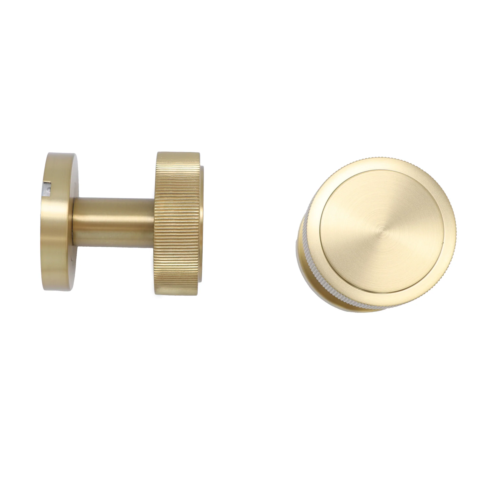 Fluted Round Rose Door Knob Set - Satin Gold - Image 5