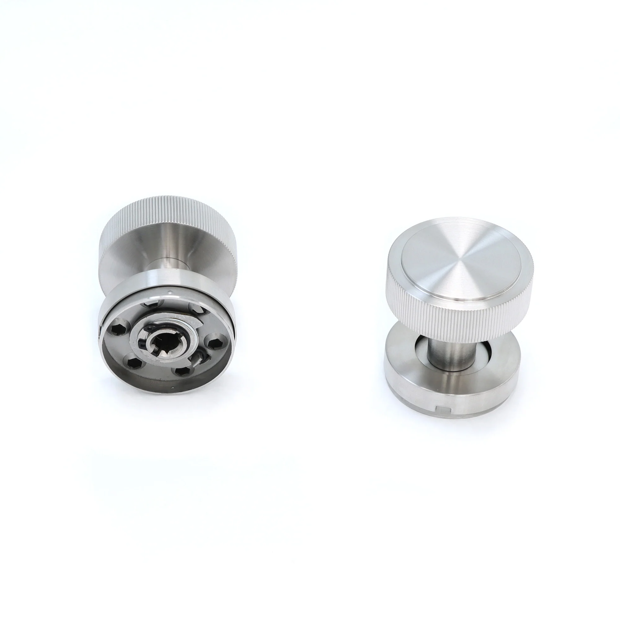 Fluted Round Rose Door Knob Set - Satin Stainless Steel - Image 3