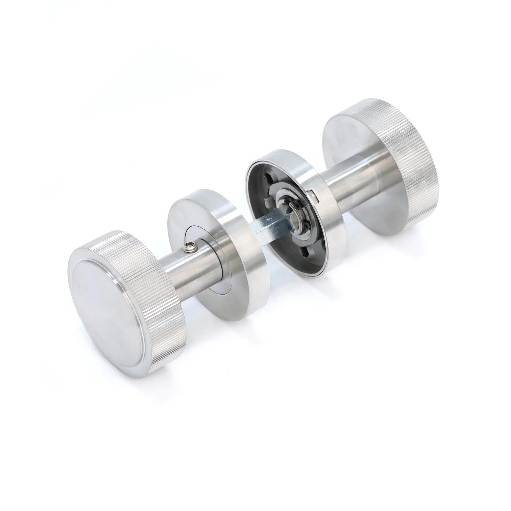 Fluted Round Rose Door Knob Set - Satin Stainless Steel - Image 6