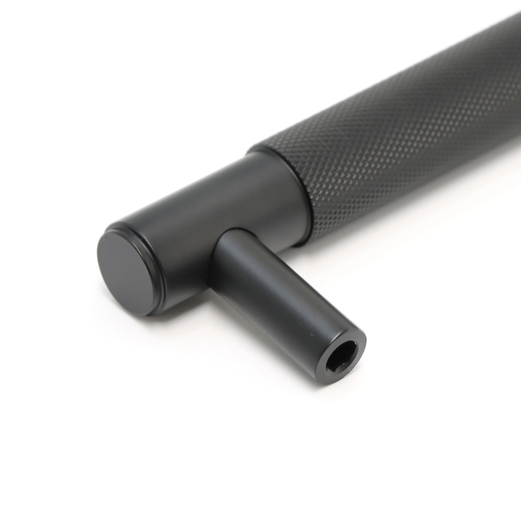 Knurled Large Round T-Bar Pull Handle - Matt Black - Image 3
