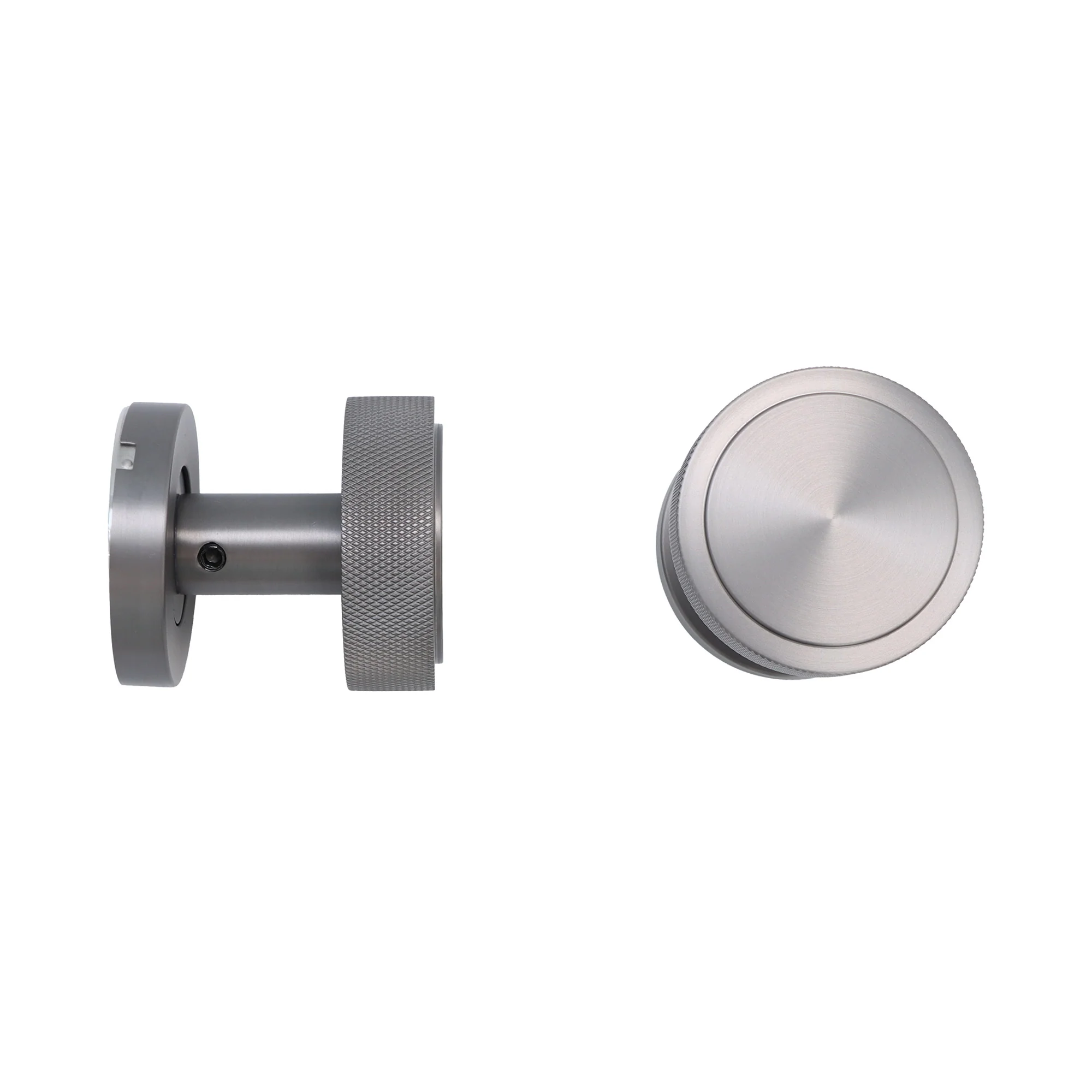 Knurled Round Rose Door Knob Set - Gun Metal - Image 4