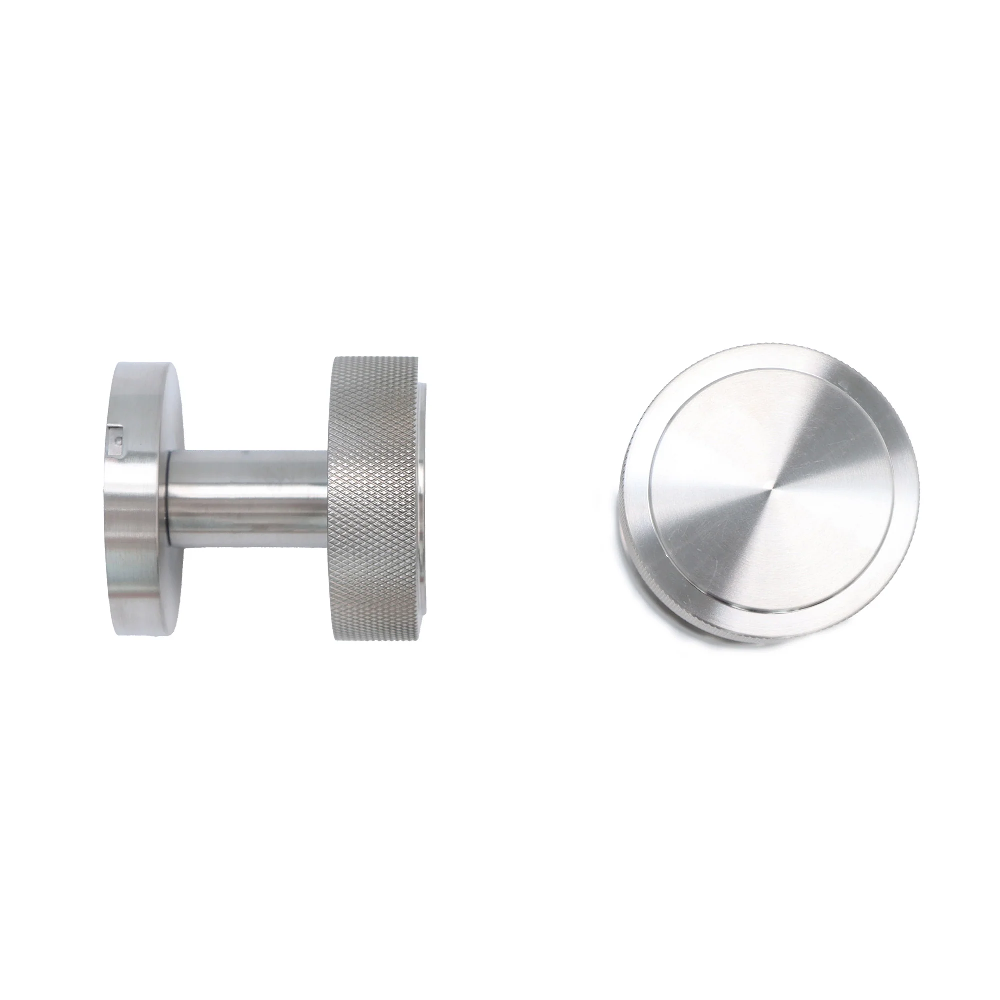 Knurled Round Rose Door Knob Set - Satin Stainless Steel - Image 4