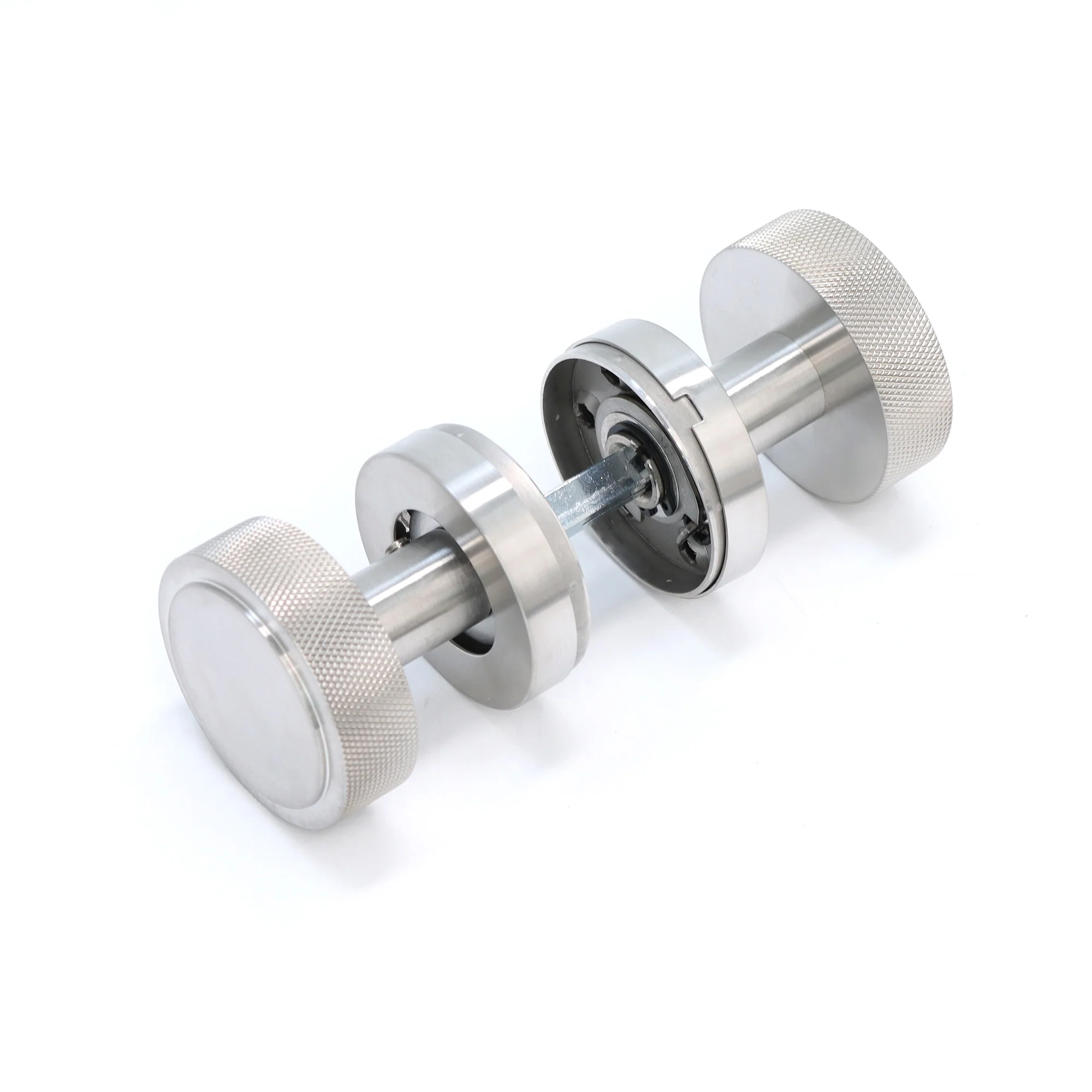 Knurled Round Rose Door Knob Set - Satin Stainless Steel - Image 5