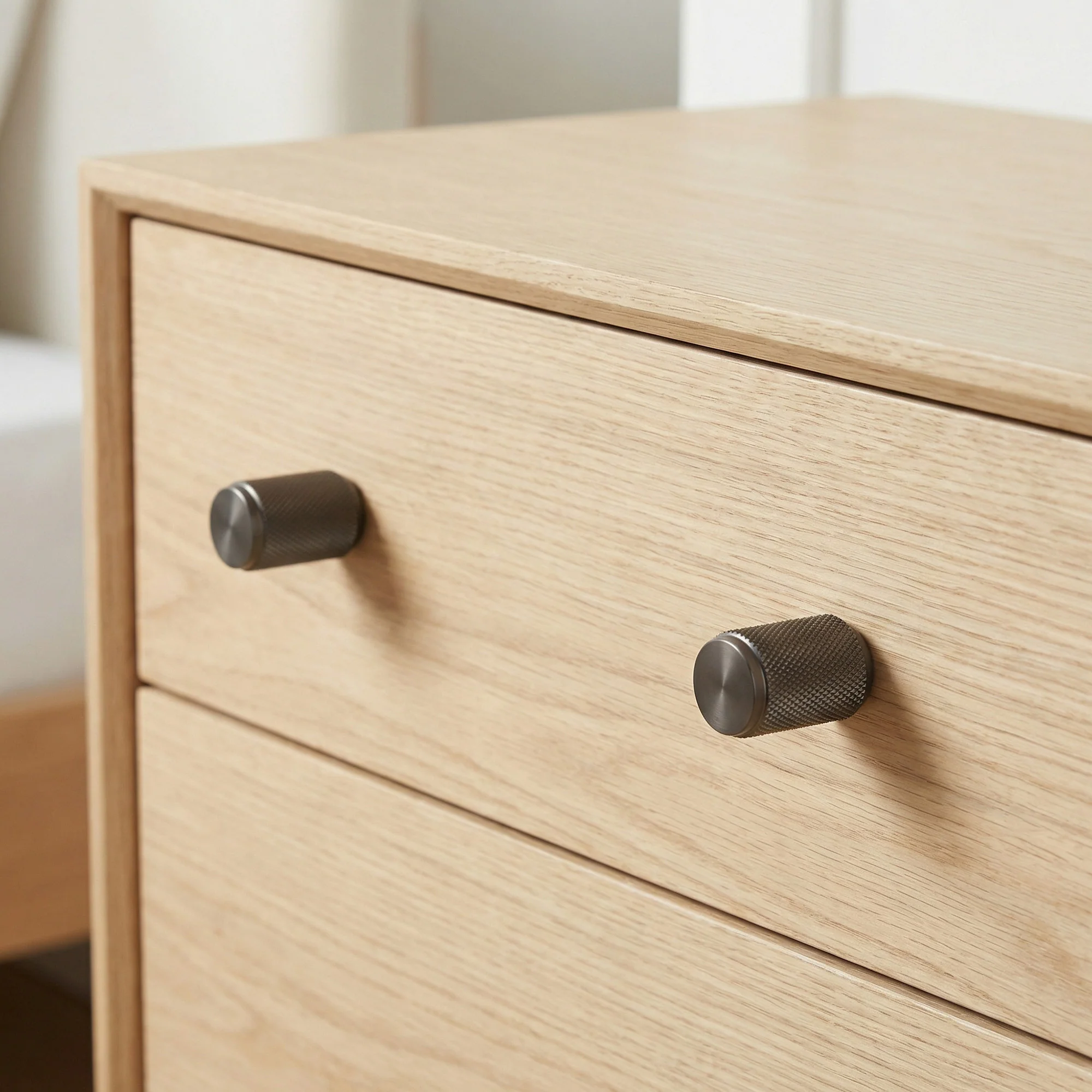 Knurled Small Round Cabinet Door Knob - Gun Metal