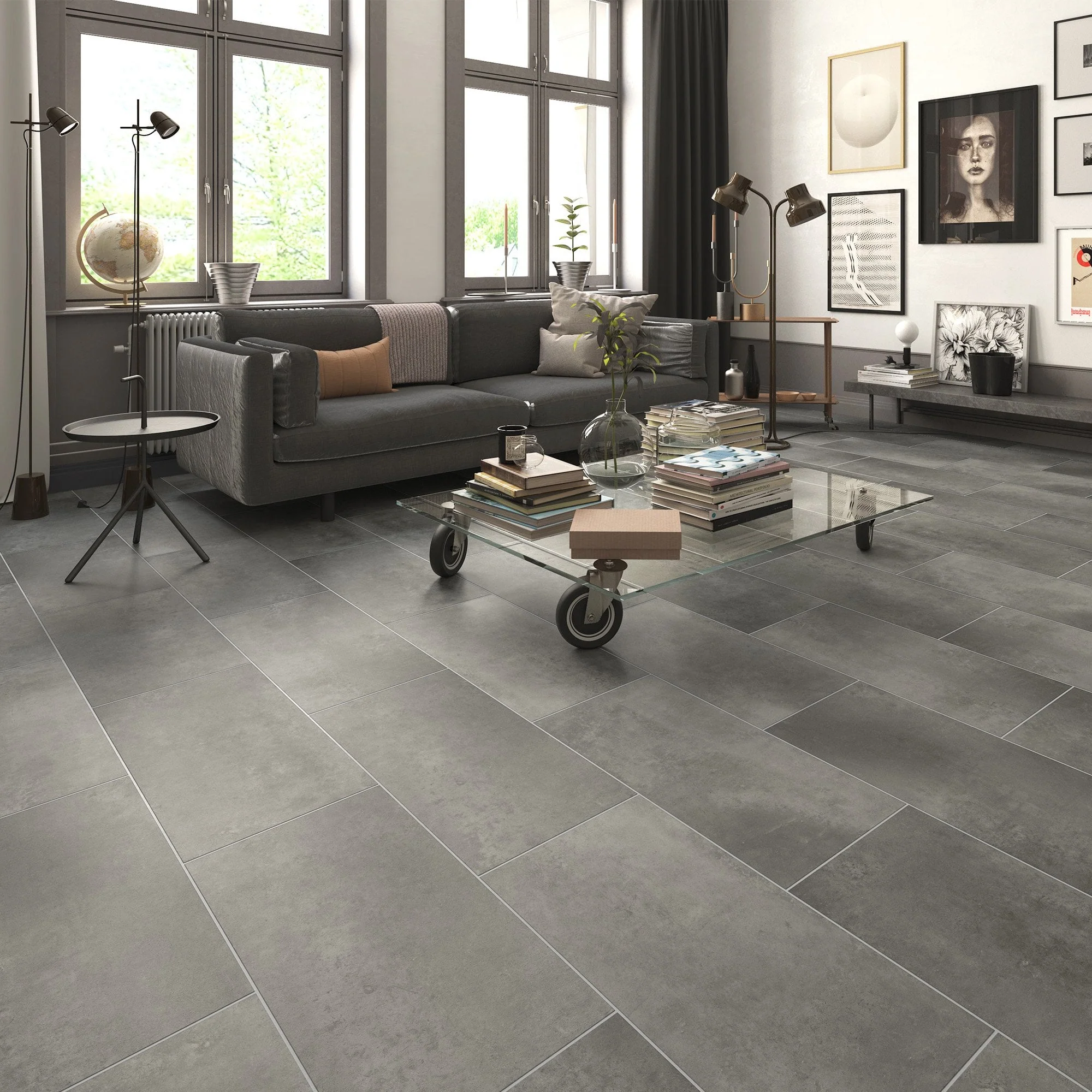 Xonic Grey - Luxe Vision Pre-Grouted 5.5mm Stone Embossed UV Coated Rigid Core Vinyl Flooring