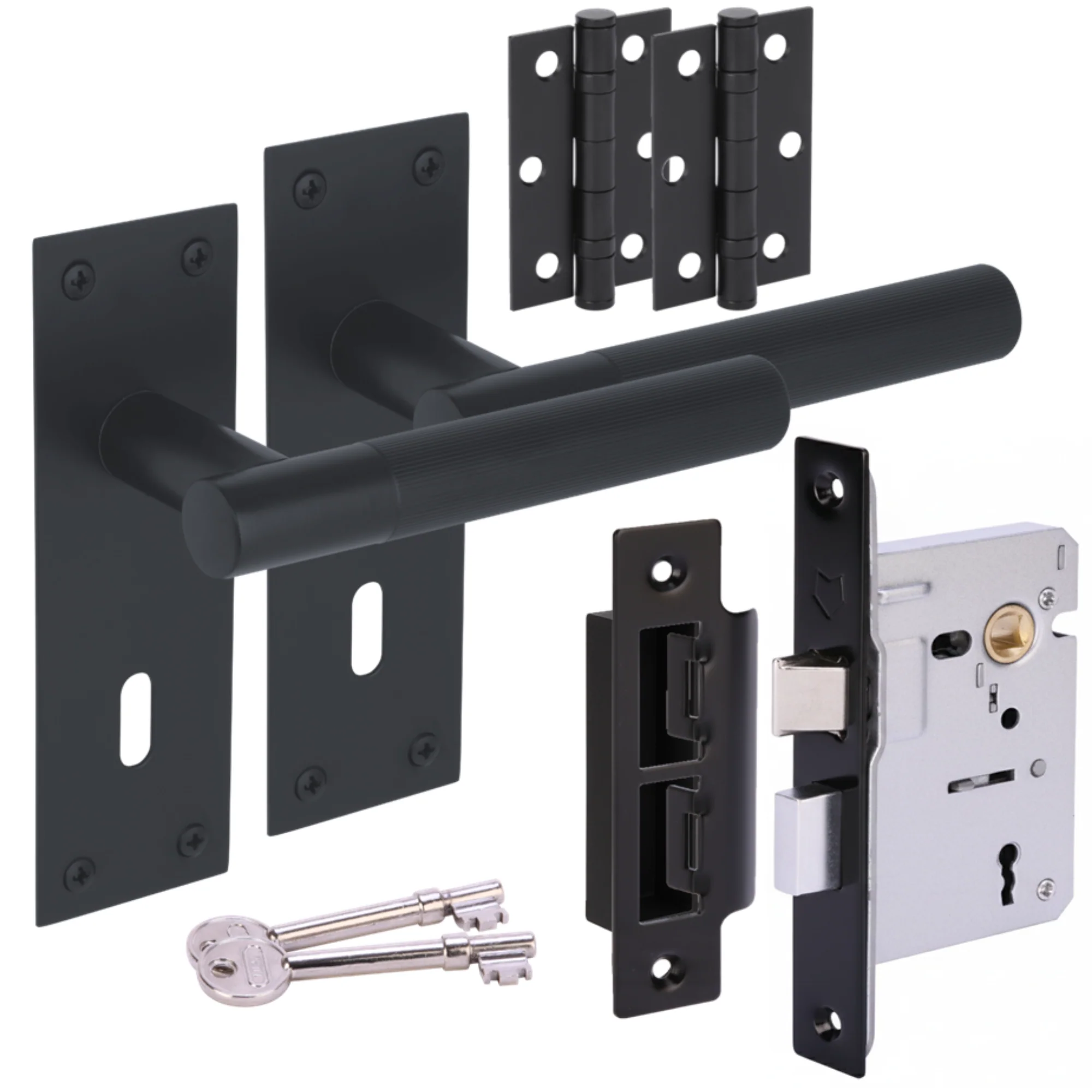 Levada Linear Lever on Backplate Sashlock Handle Set - Black Matt