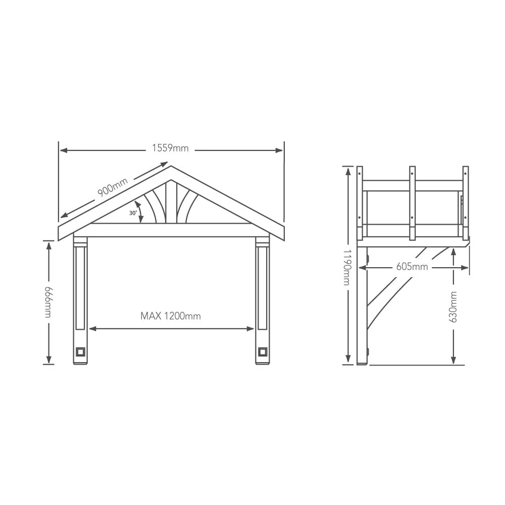Apex Pine 1200mm Porch Canopy - Image 4