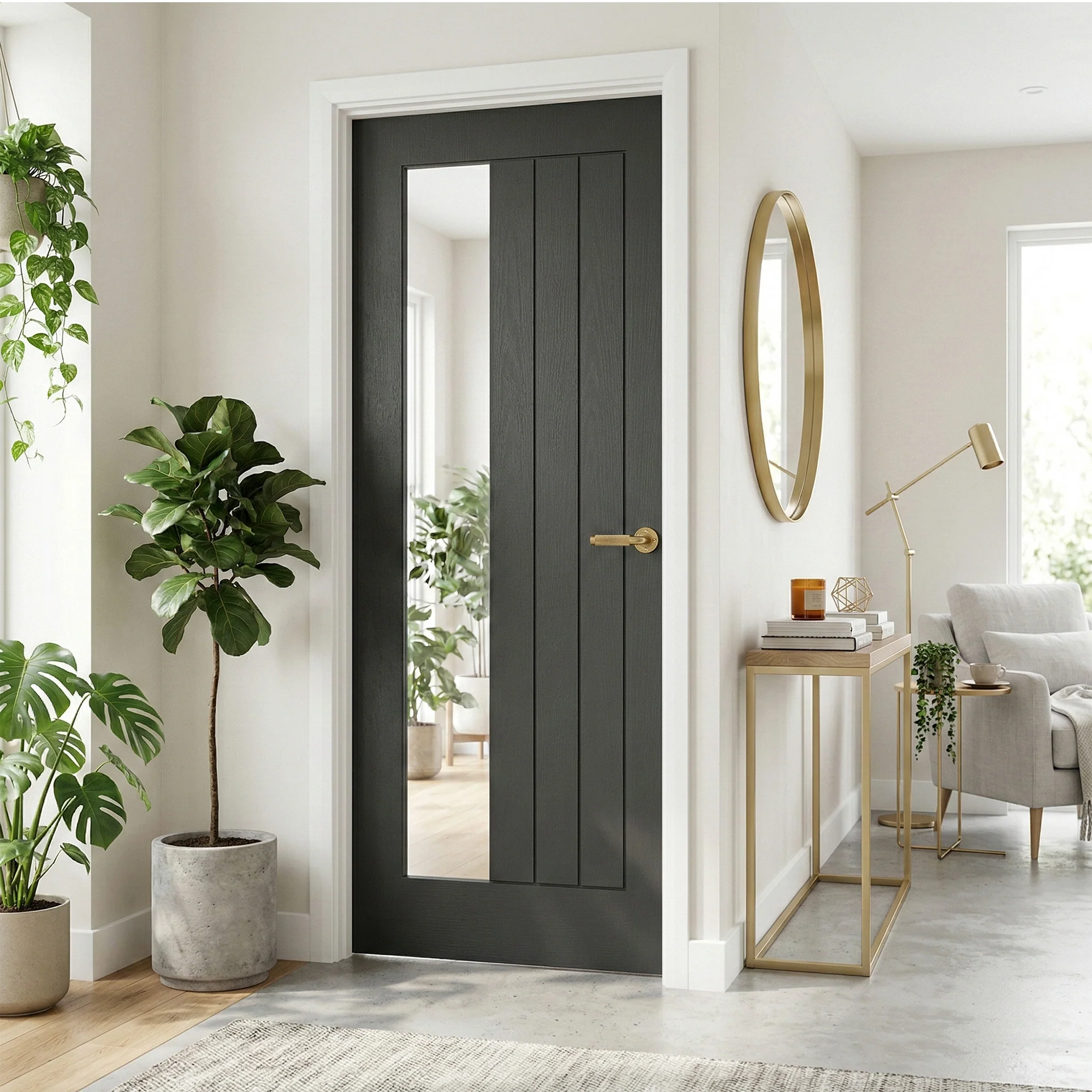 Ash Grey Internal Fully Finished Farley Clear Offset Glass Door - Image 4