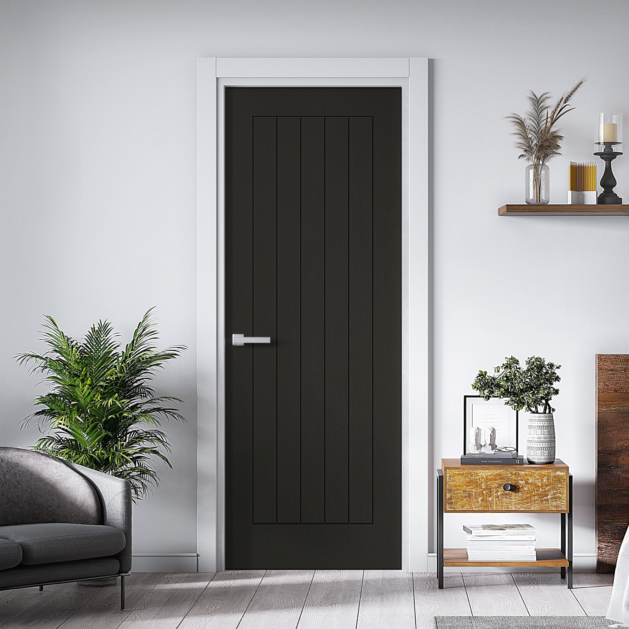 Black Internal Fully Finished Oak Farley Door