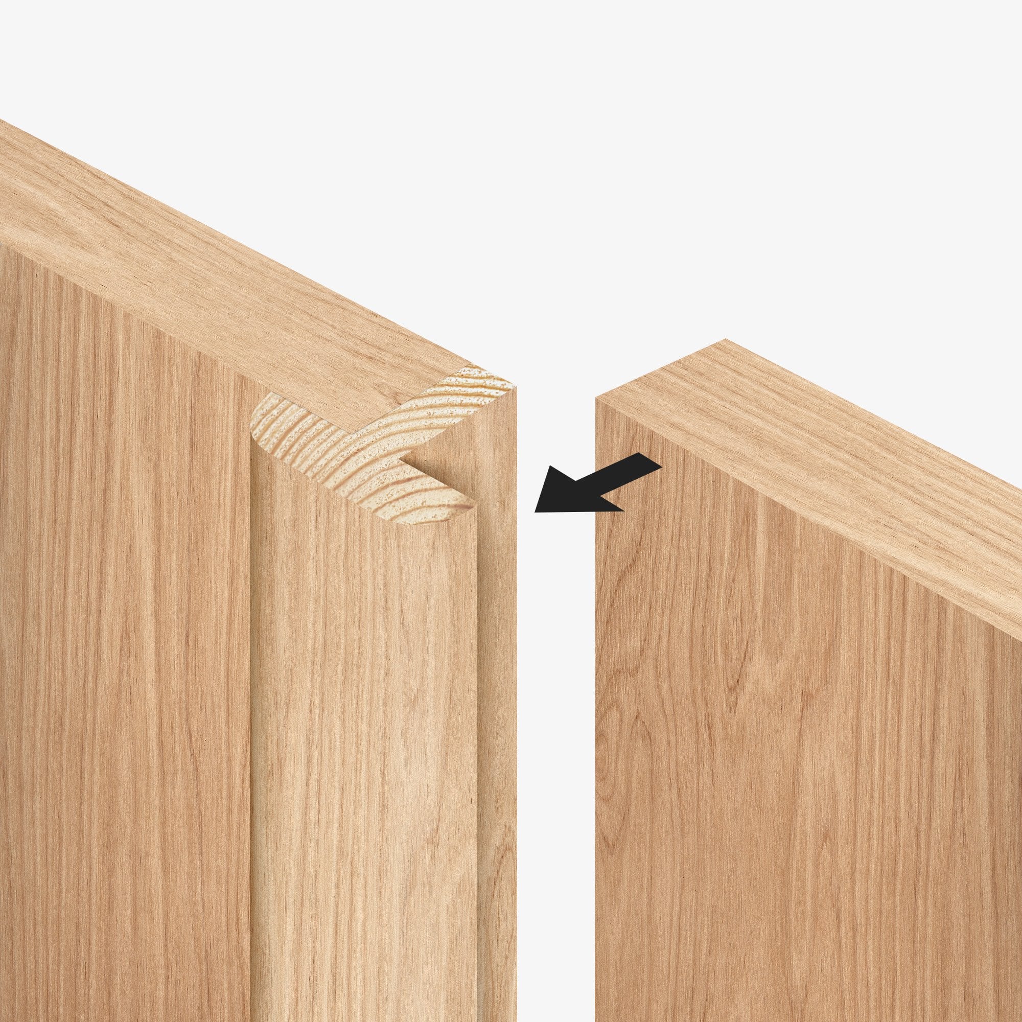 Internal Oak Unfinished Toledo 3 Panel Pair Door (121388) - Image 2
