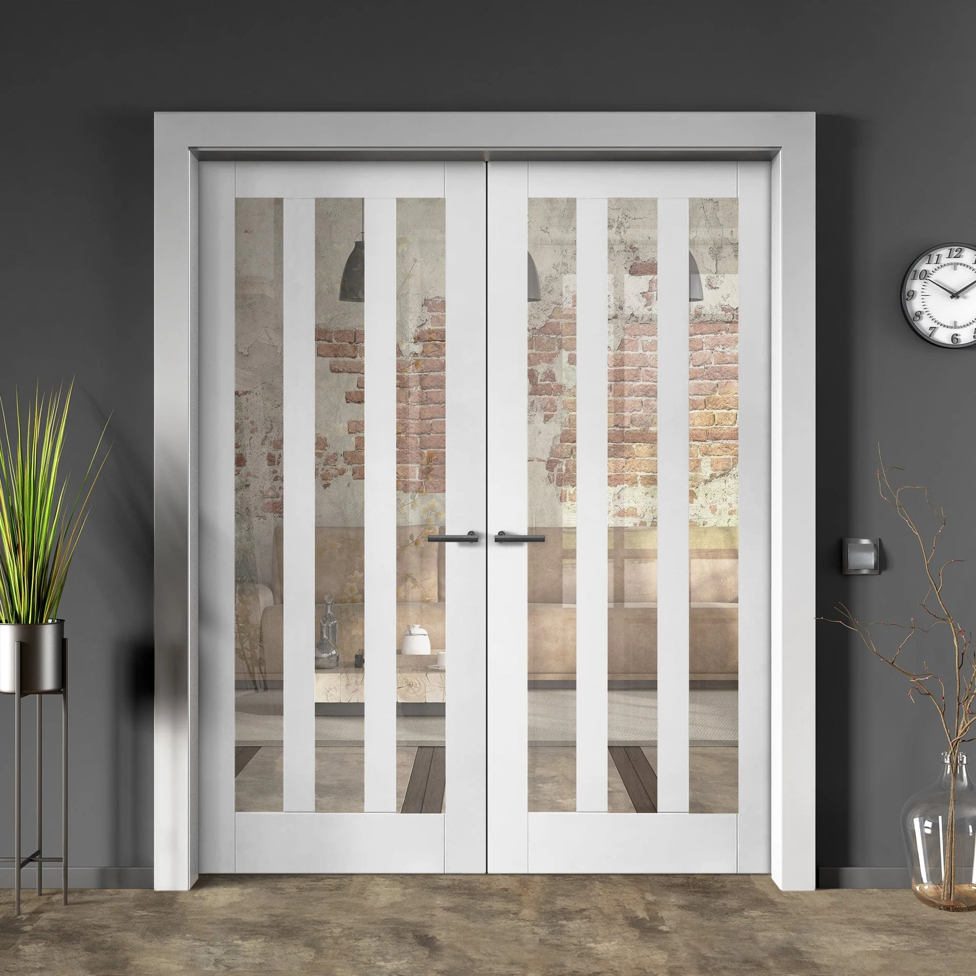 Internal White Primed Ashton 3 Light Glazed French Door (121399)