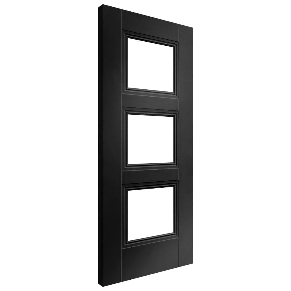 Jet Black Internal Fully Finished 3 Light Clear Glass Elegance Ripley Door - Image 2
