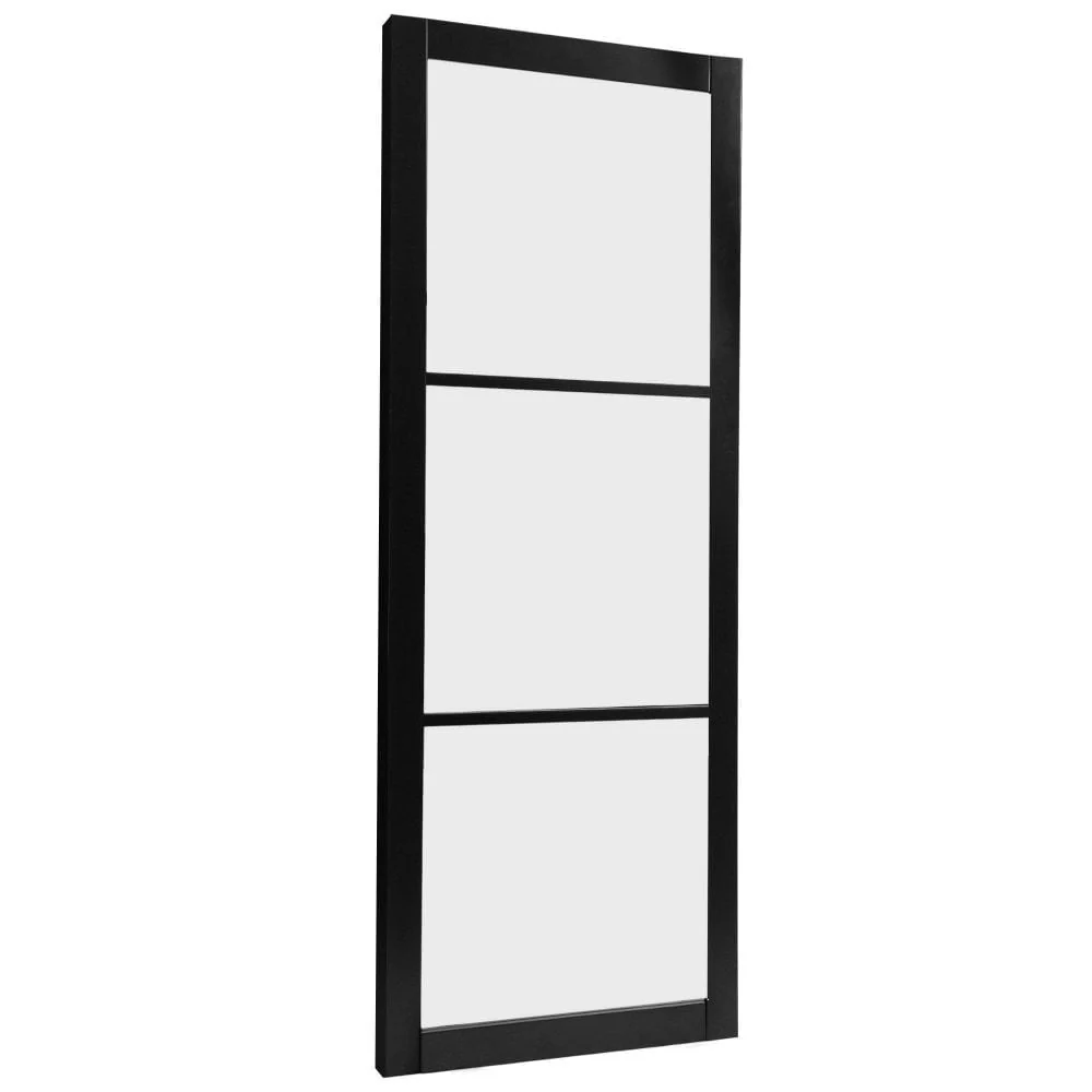 Jet Black Internal Fully Finished 3 Light Obscure Glass Industrial Studio Door - Image 2