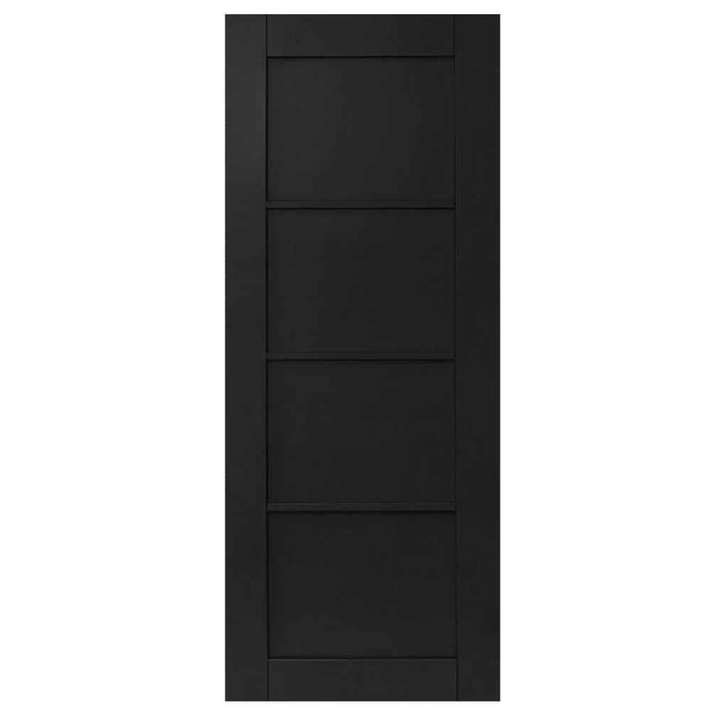 Jet Black Internal Fully Finished 4 Panel Industrial Studio FD30 Fire Door - Image 3