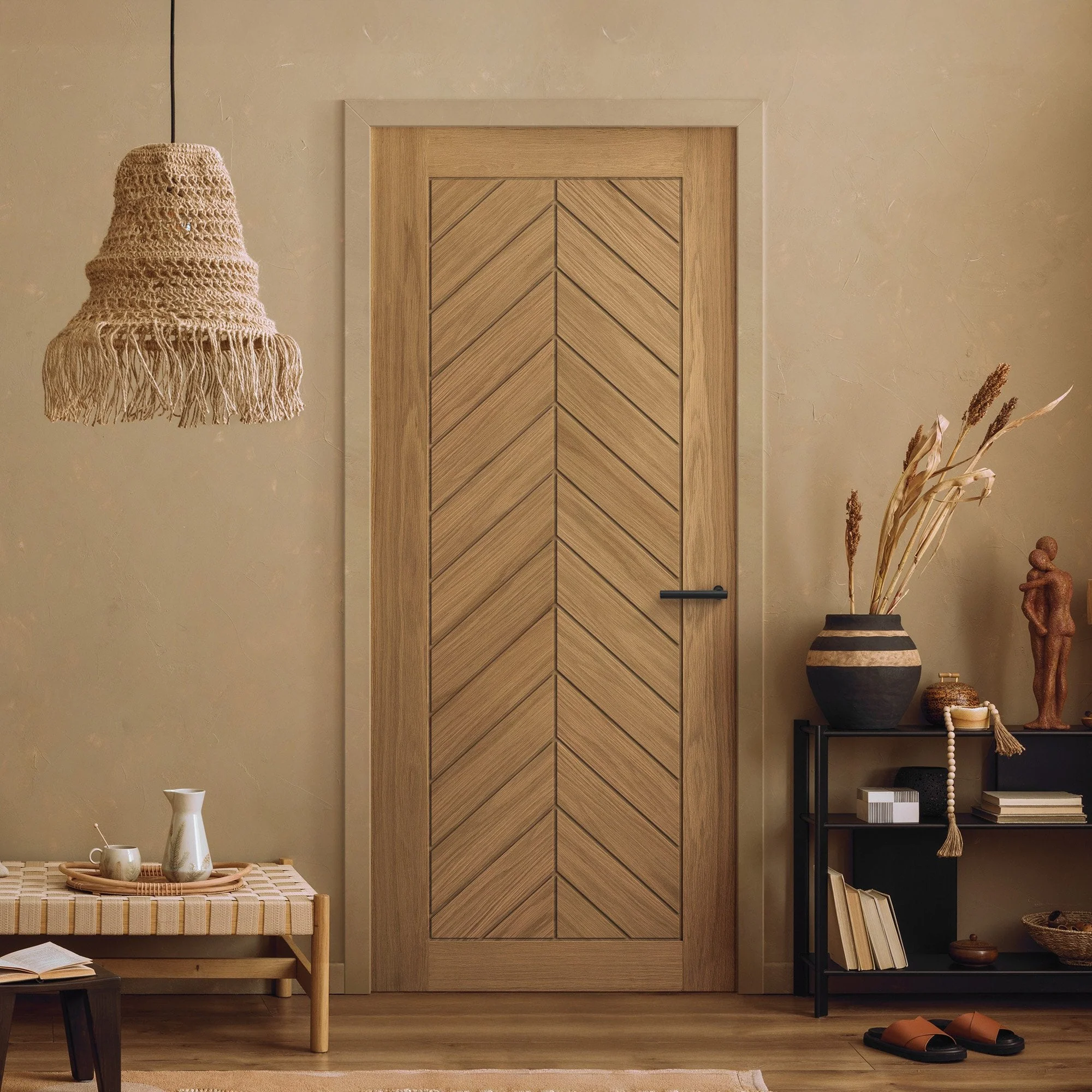 Oak Internal Fully Finished Chevron FD30 Fire Door