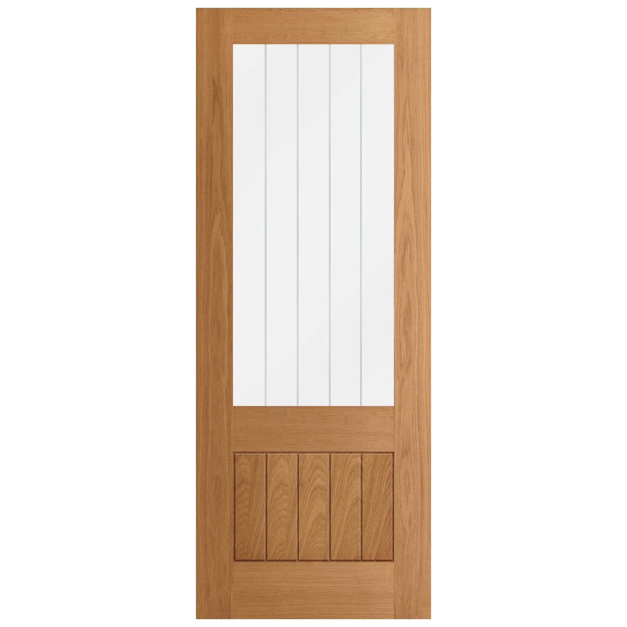 Oak Internal Fully Finished Farley 1 Panel 1 Light Obscure Lined Clear Glass Made-to-Measure Door - Image 3