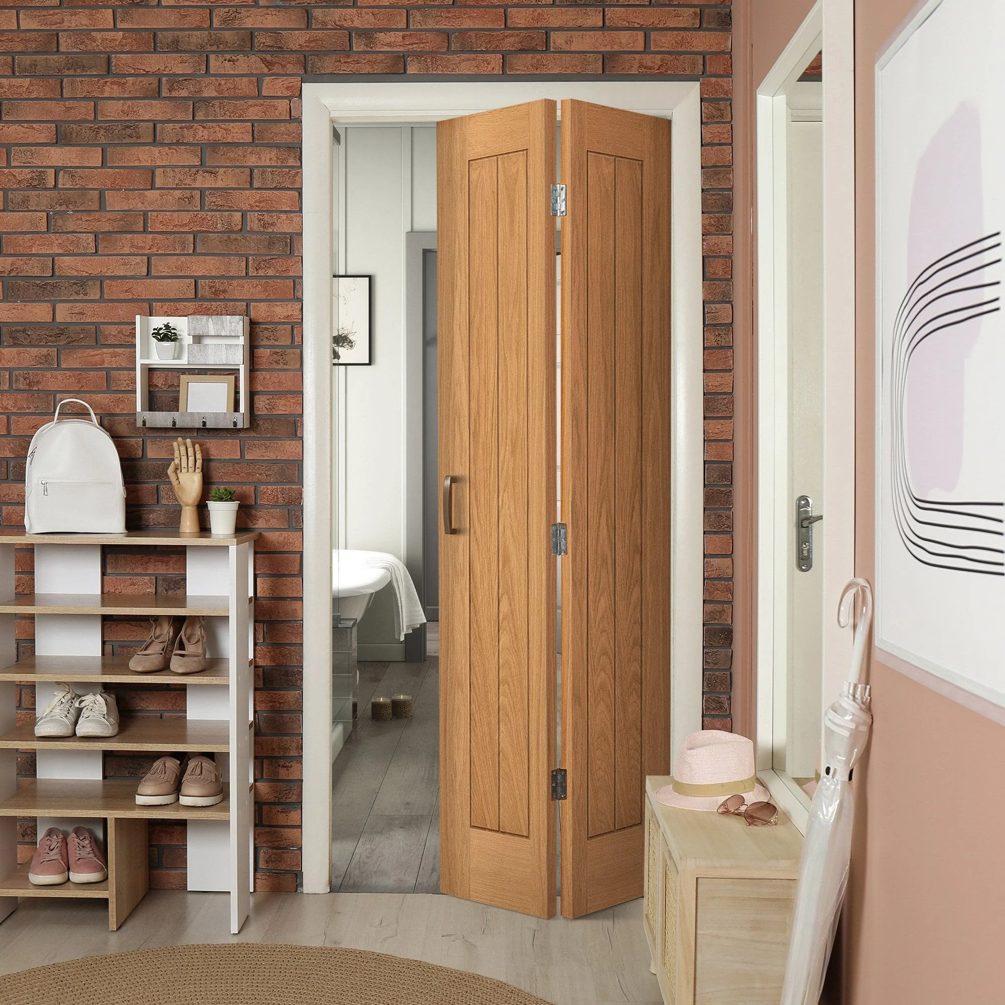 Oak Internal Fully Finished Farley 5 Panel Bi-Fold Door