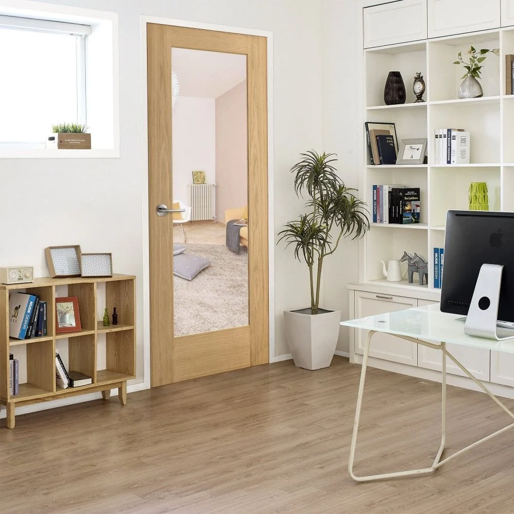Oak Internal Fully Finished Pattern 10 1 Light Clear Glass FD30 Fire Door