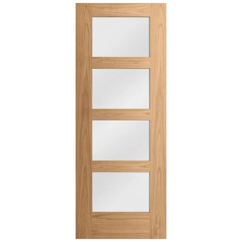 Oak Internal Fully Finished Shaker 4 Light Obscure Glass Made-to-Measure FD30 Fire Door - Image 3