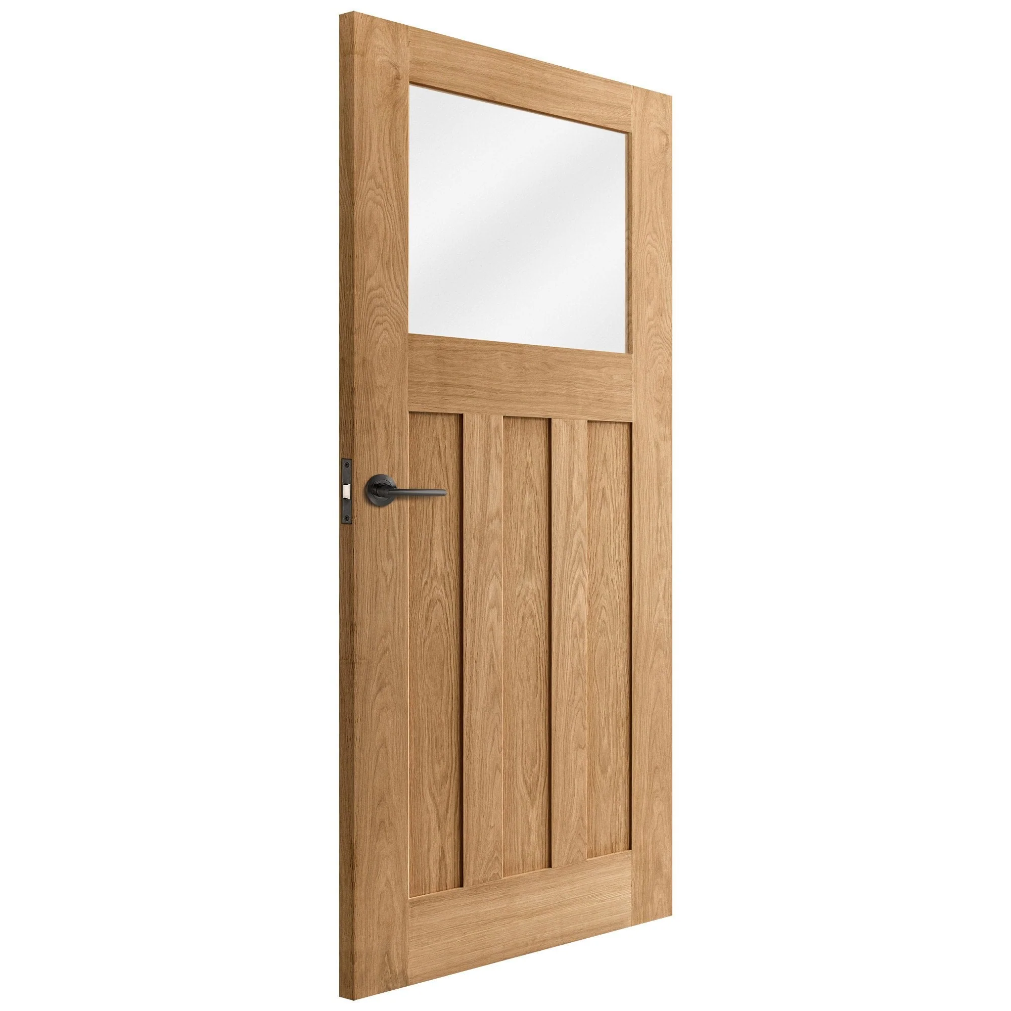 Oak Internal Unfinished 1930's DX 3 Panel 1 Light Clear Glass Door - Image 4