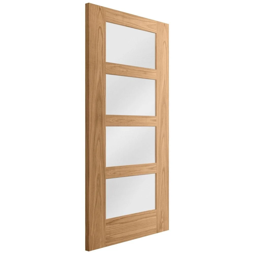 Oak Internal Unfinished Shaker 4 Light Obscure Glass Made-to-Measure FD30 Fire Door - Image 4