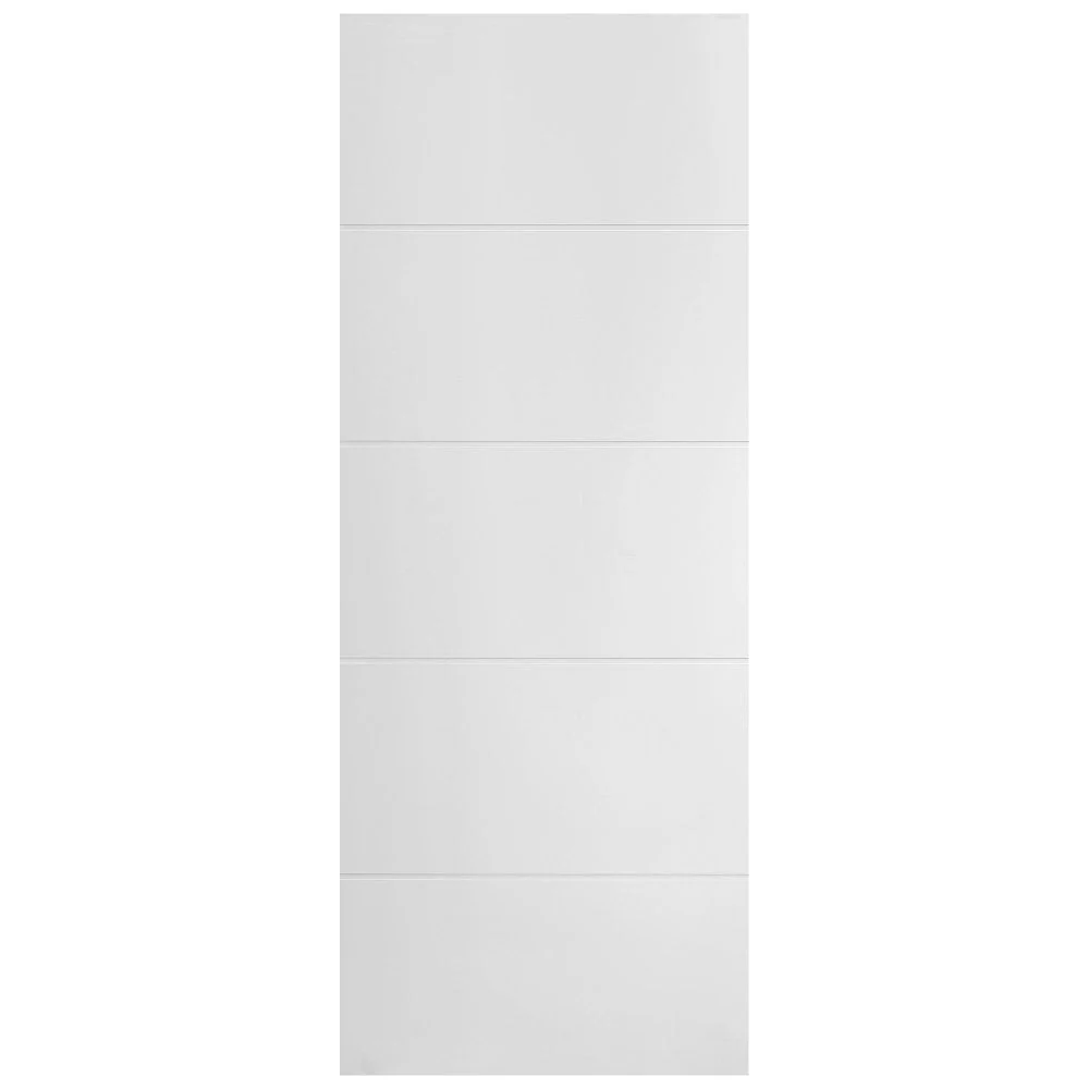 White Internal Lifestyle Moulded Smooth Horizontal 5 Panel Door - Image 3