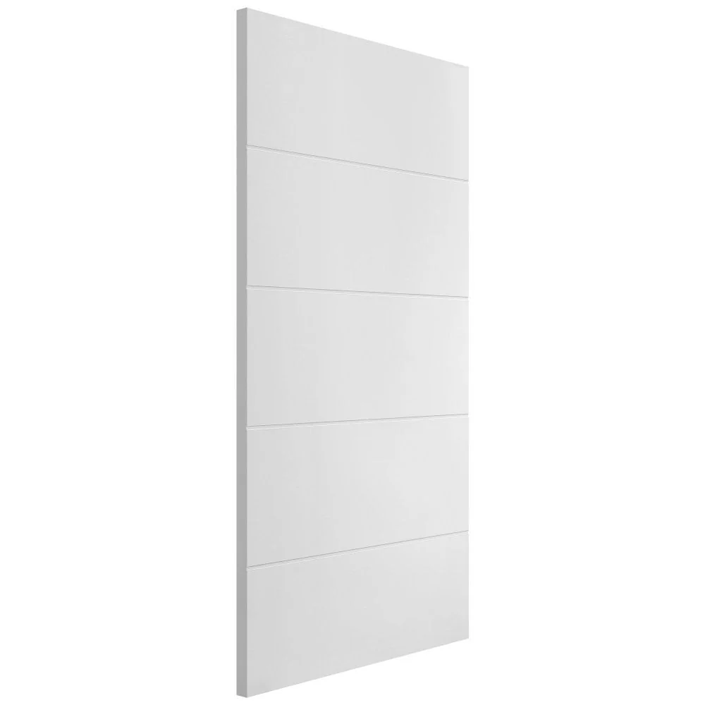 White Internal Lifestyle Moulded Smooth Horizontal 5 Panel Door - Image 4