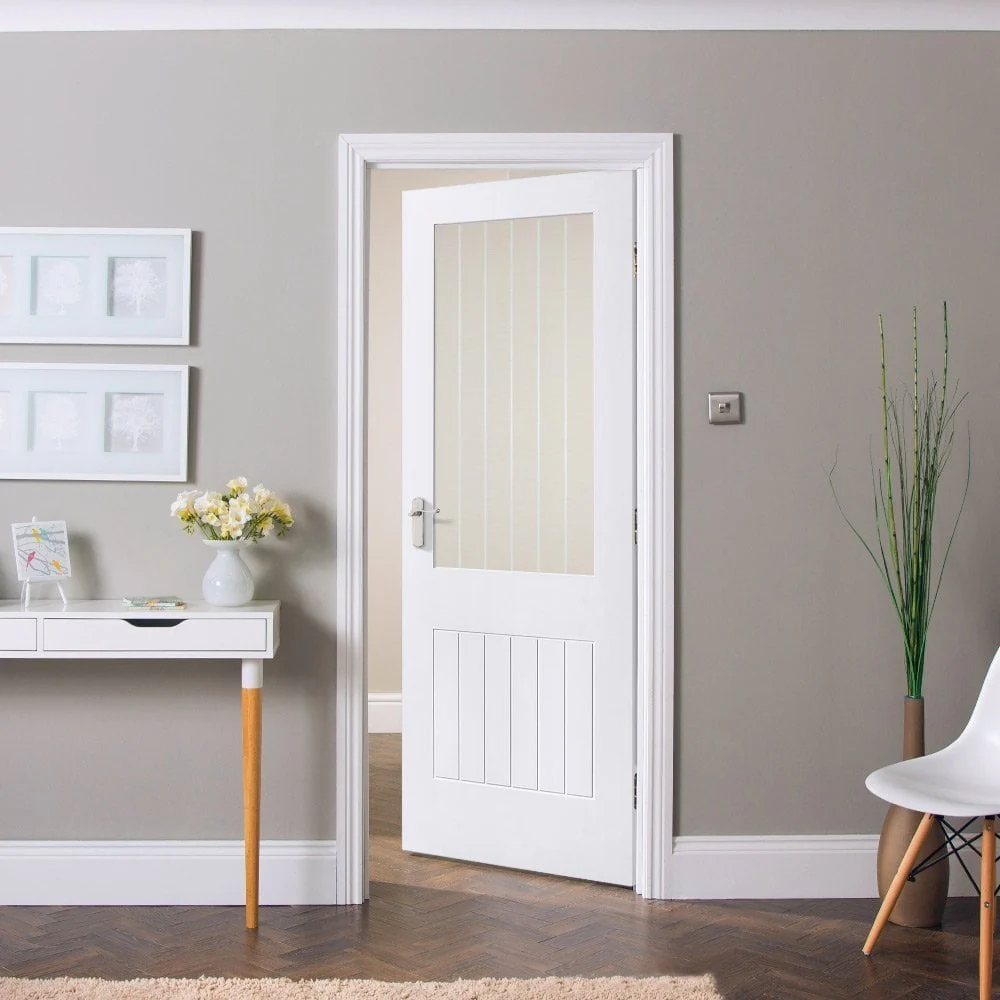 White Internal Primed Cottage 1 Light Etched Lined Clear Glass Made-to-Measure Door - Image 4