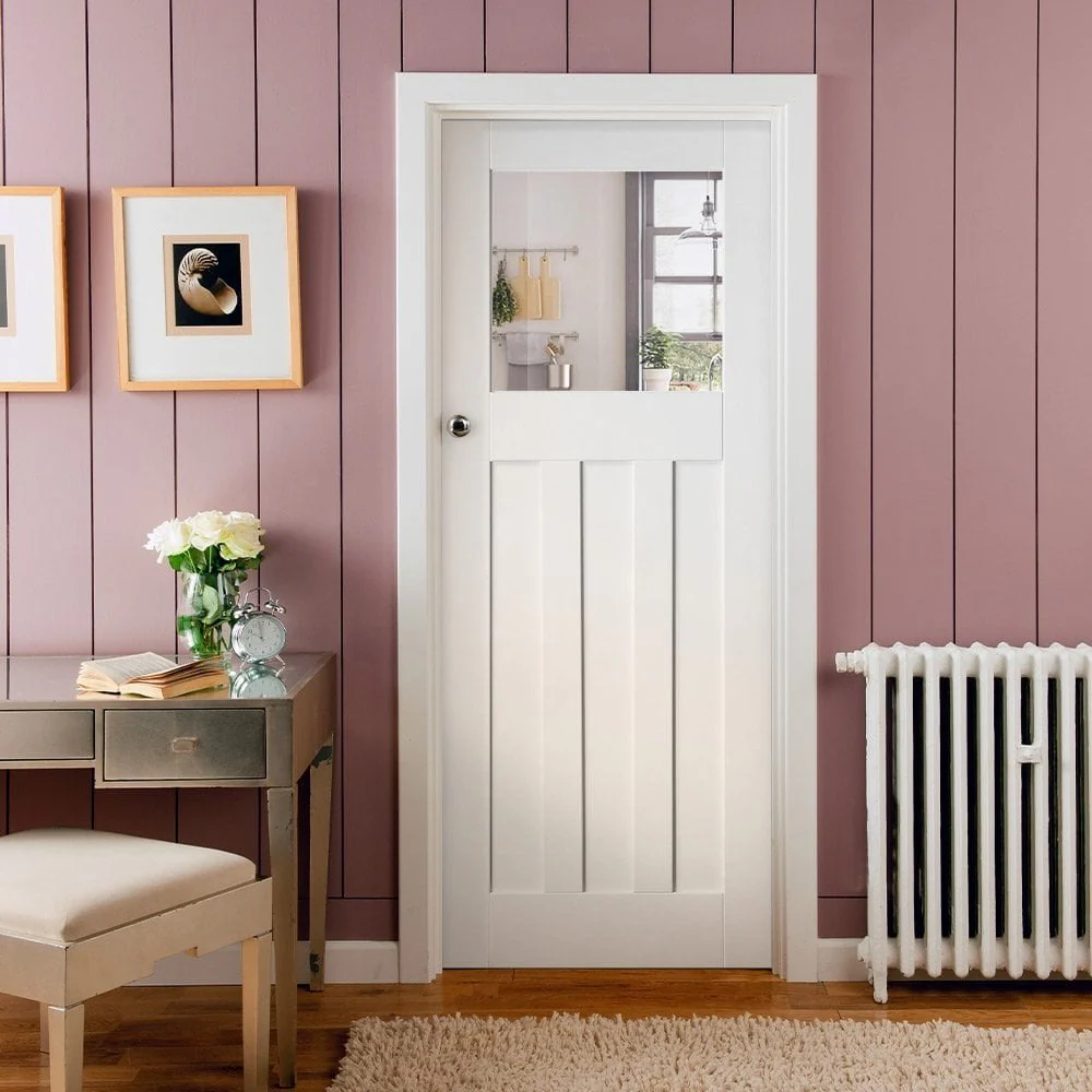 White Internal Primed DX 1930's Clear Glass Made-to-Measure Door