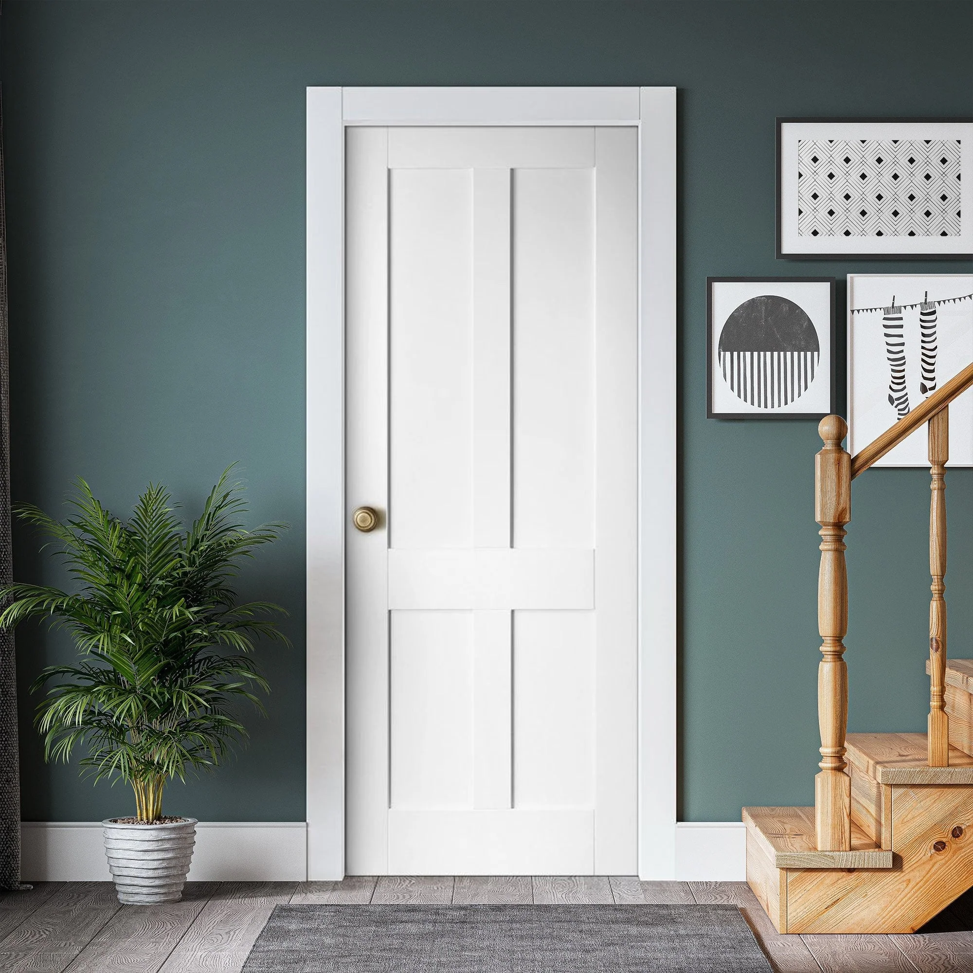 White Internal Primed Flat Victorian Shaker 4 Panel Door