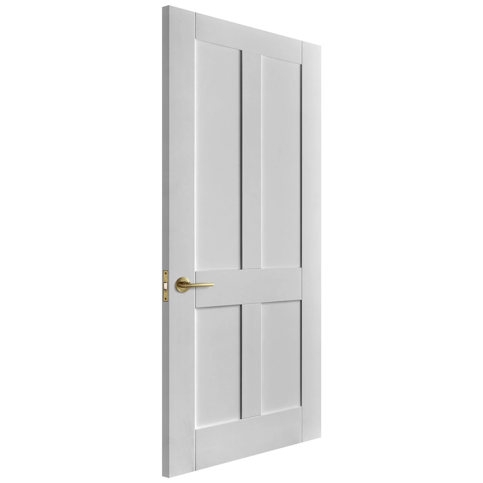 White Internal Primed Flat Victorian Shaker 4 Panel Door - Image 2