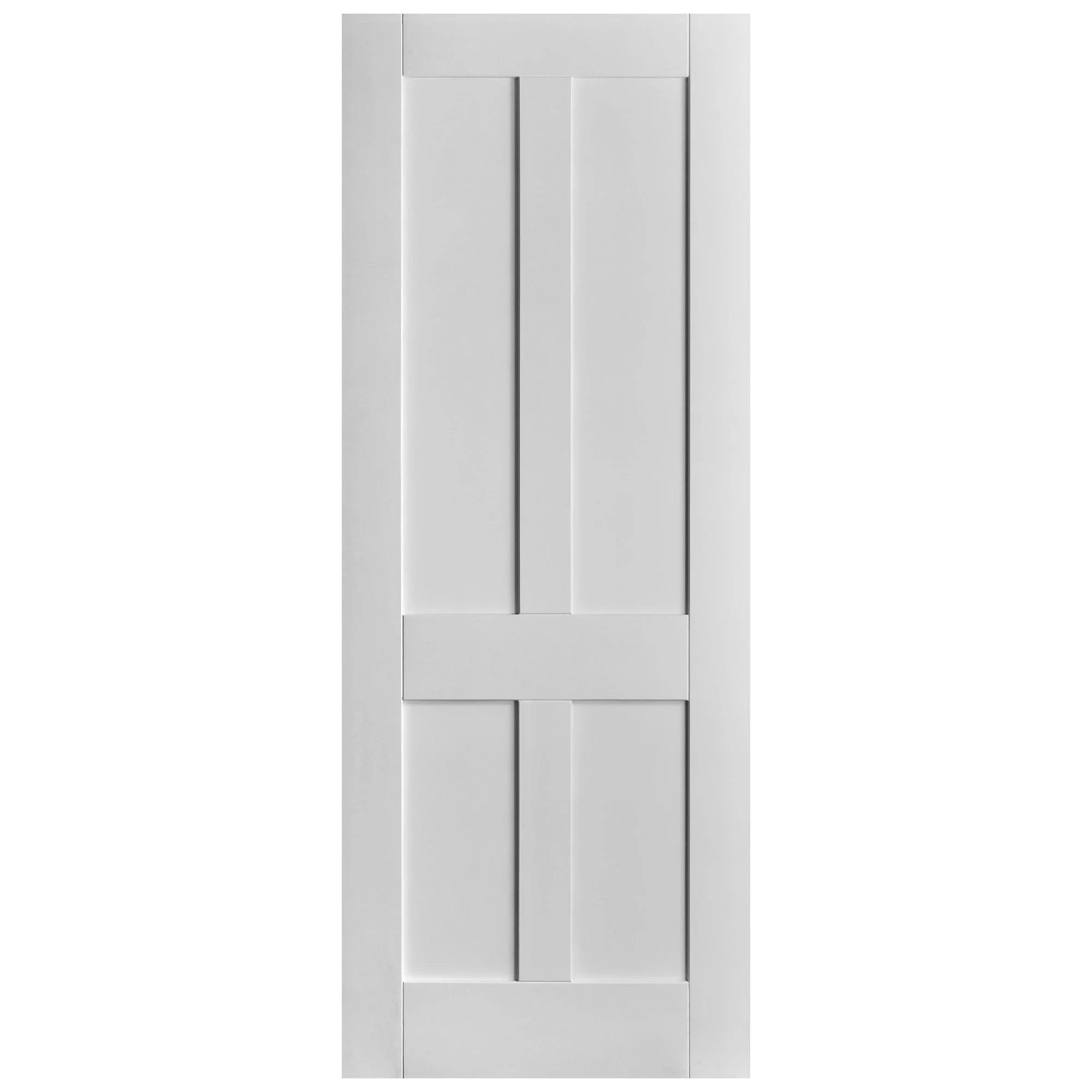 White Internal Primed Flat Victorian Shaker 4 Panel FD30 Fire Door - Image 3
