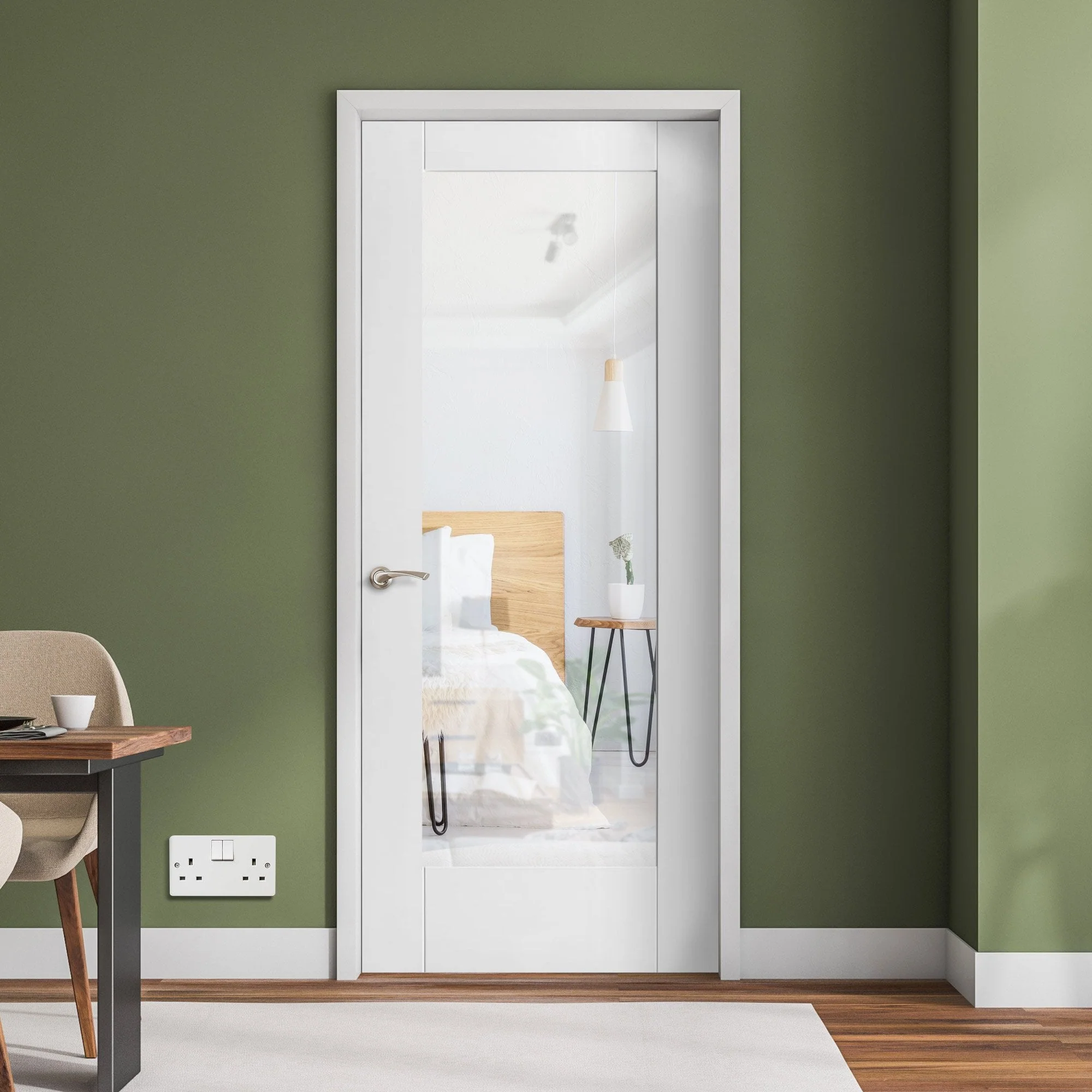 White Internal Primed Pattern 10 Clear Glass Door