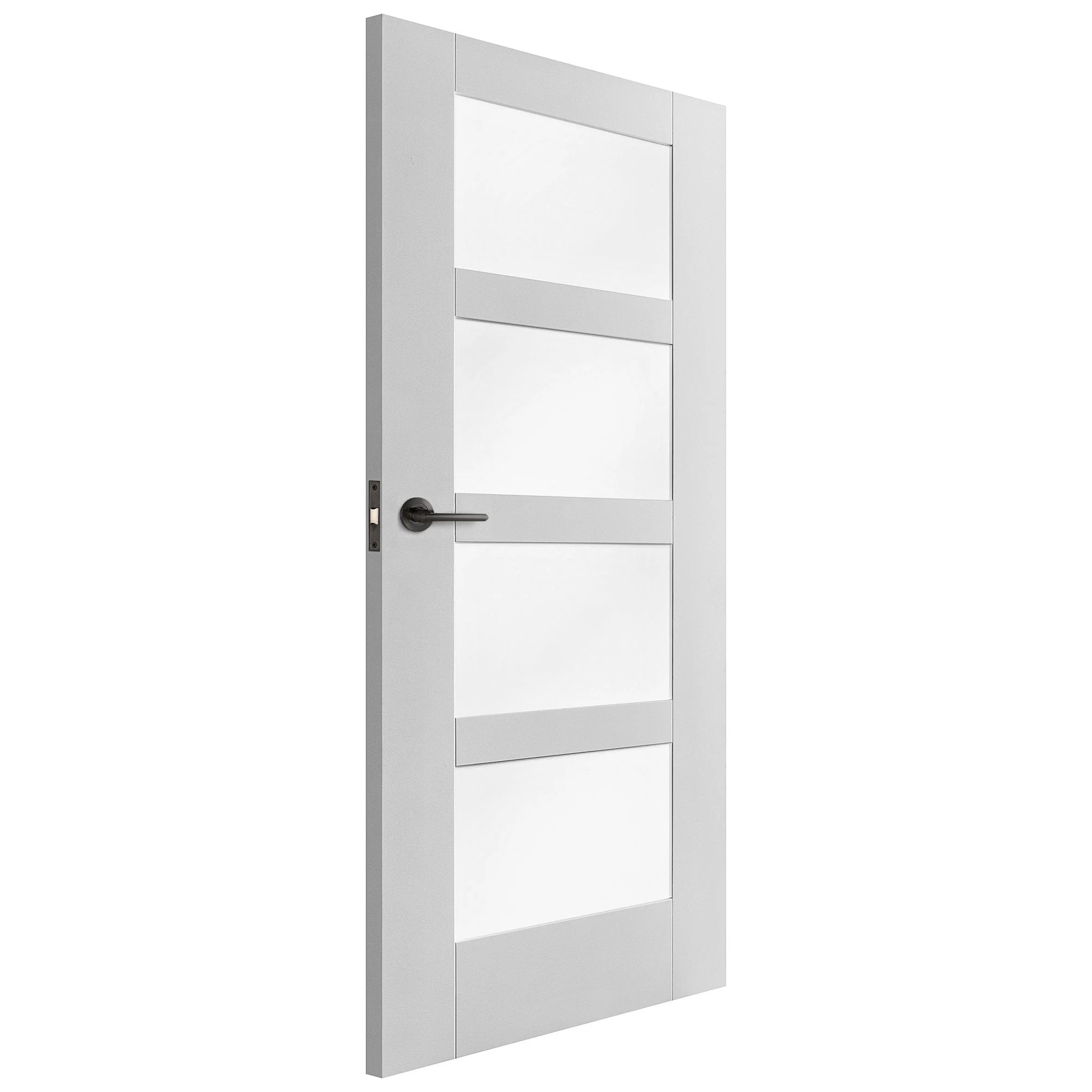 White Internal Primed Shaker 4 Light Obscure Glass Door - Image 4