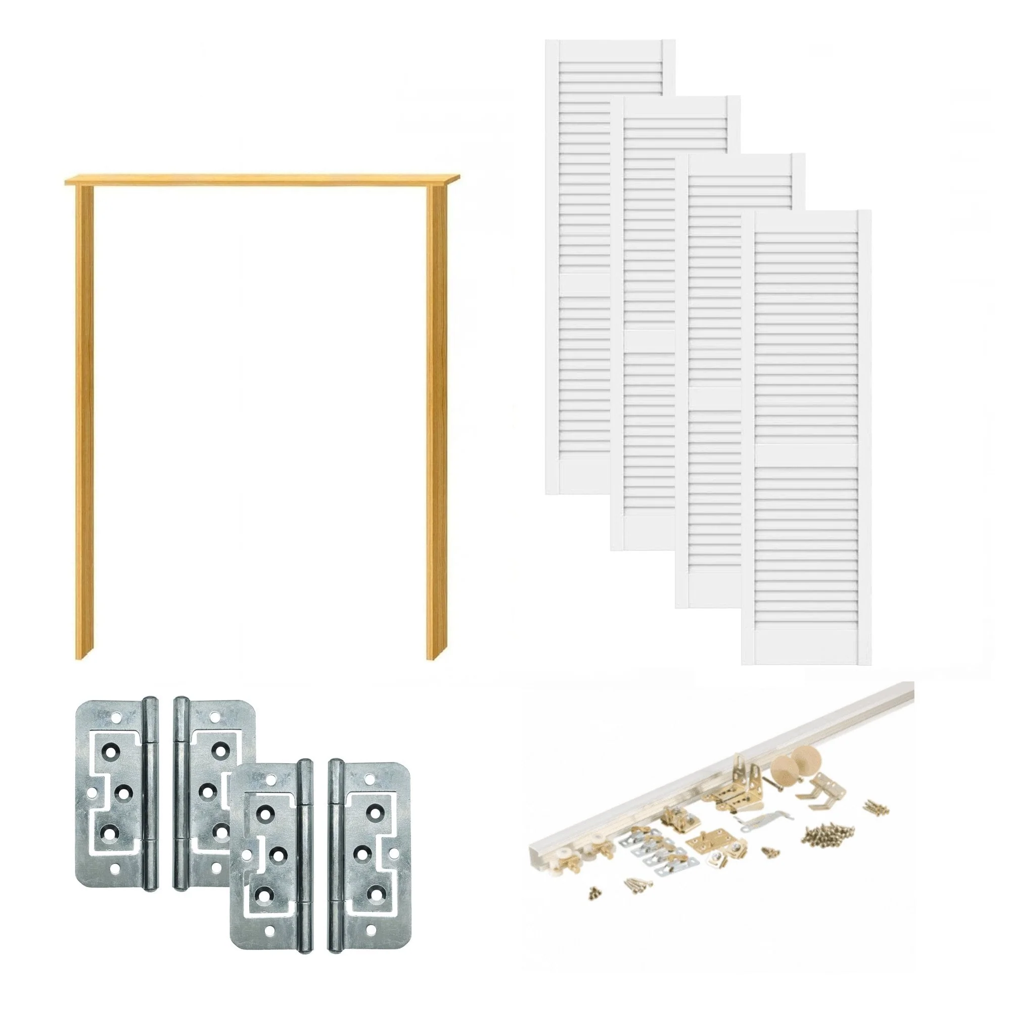 White Painted Internal 28mm Open Louvre Bi-fold Wardrobe Door Set - Image 2