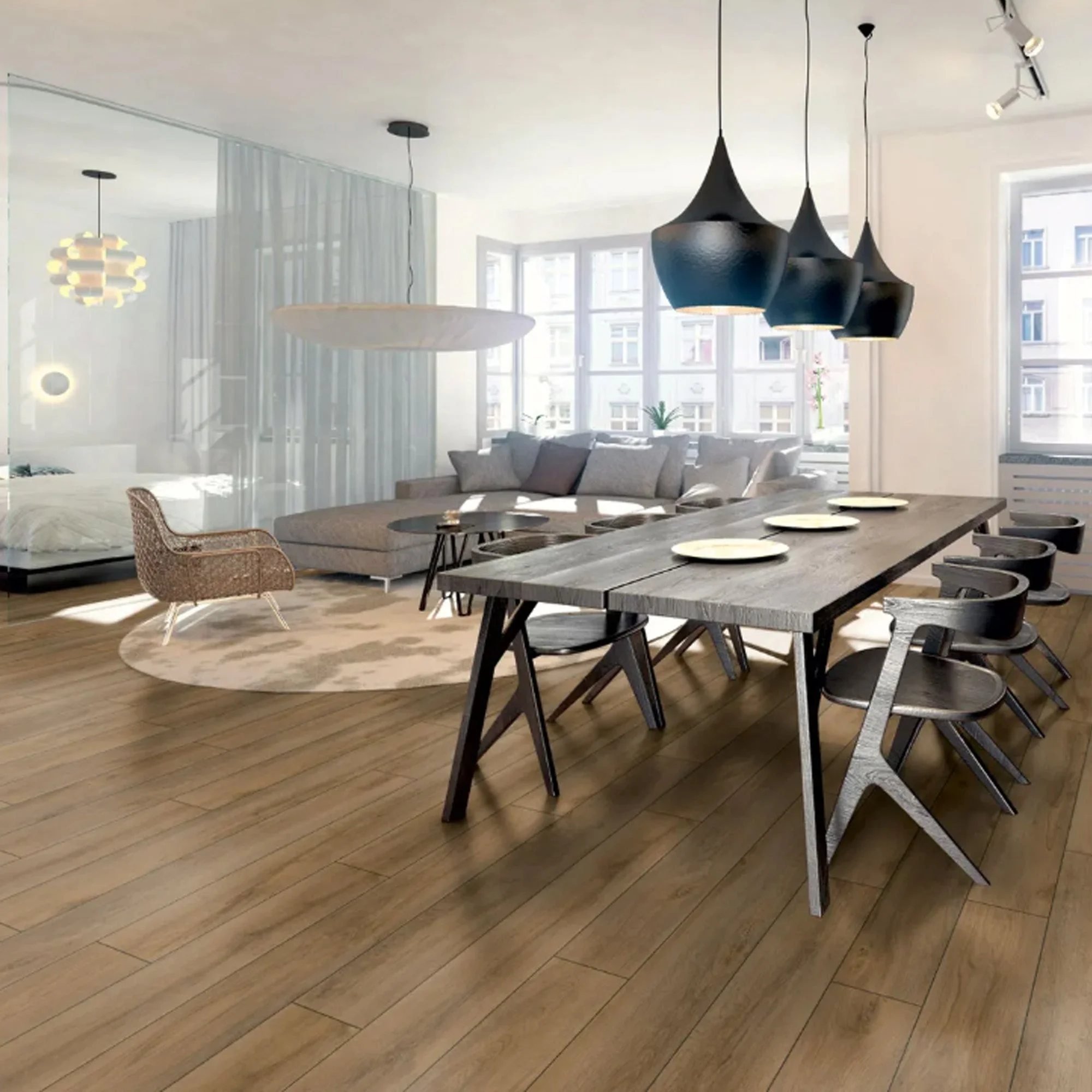 Grand Oak Brown - 12mm Water-Resistant Laminate Flooring