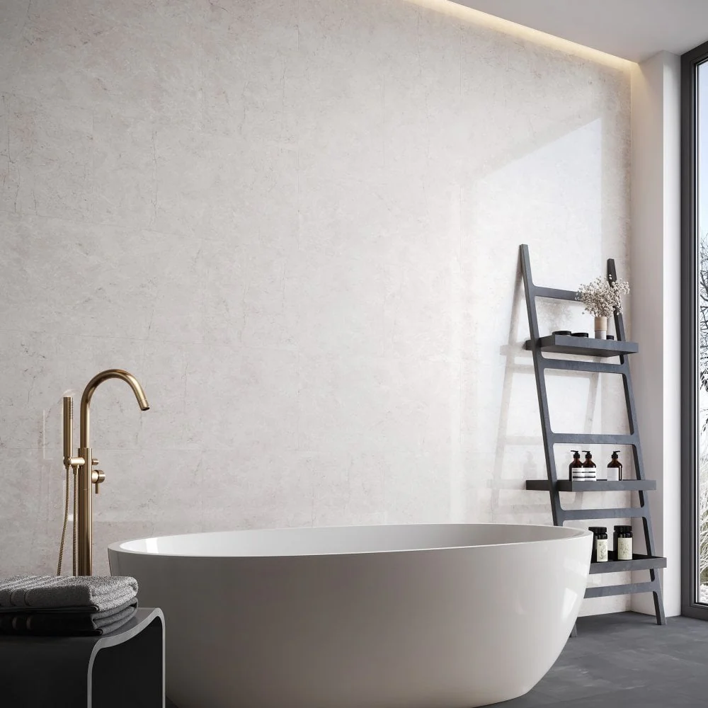 Toscano Chiaro - Lustre Stone 800 x 400mm Waterproof Wall Panelling - Image 3