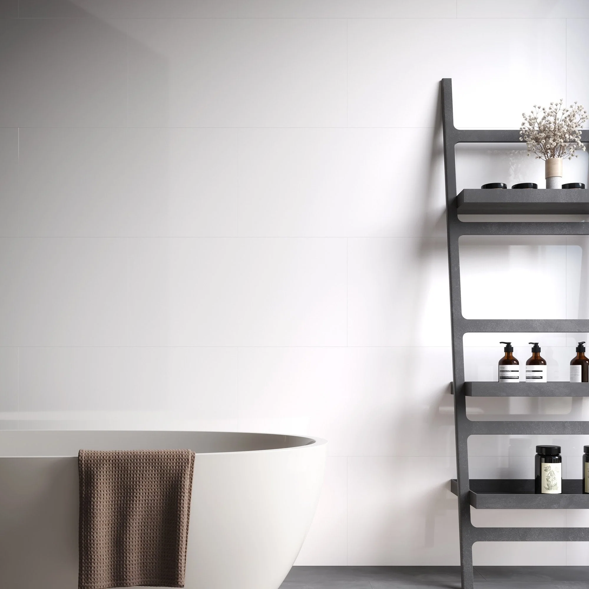 White - Lustre Stone 800 x 400mm Waterproof Wall Panelling - Image 3